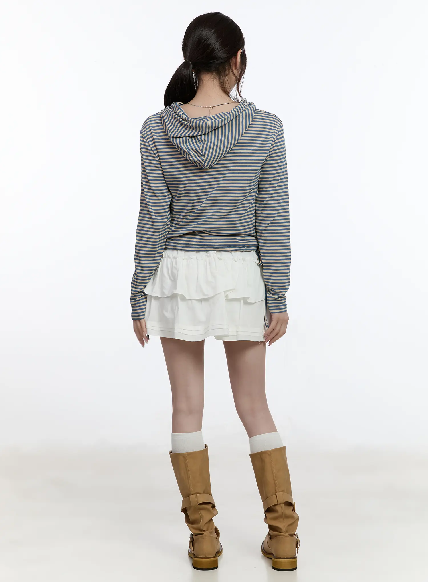 Ruffle Detailed Zip-Up Hoodie CA502 - Image 5