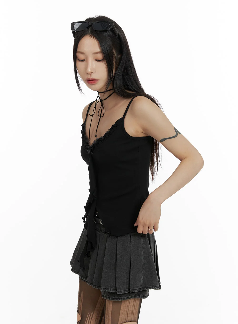 Ruffle Lace Cut Out Cami Top CF429 - Image 3