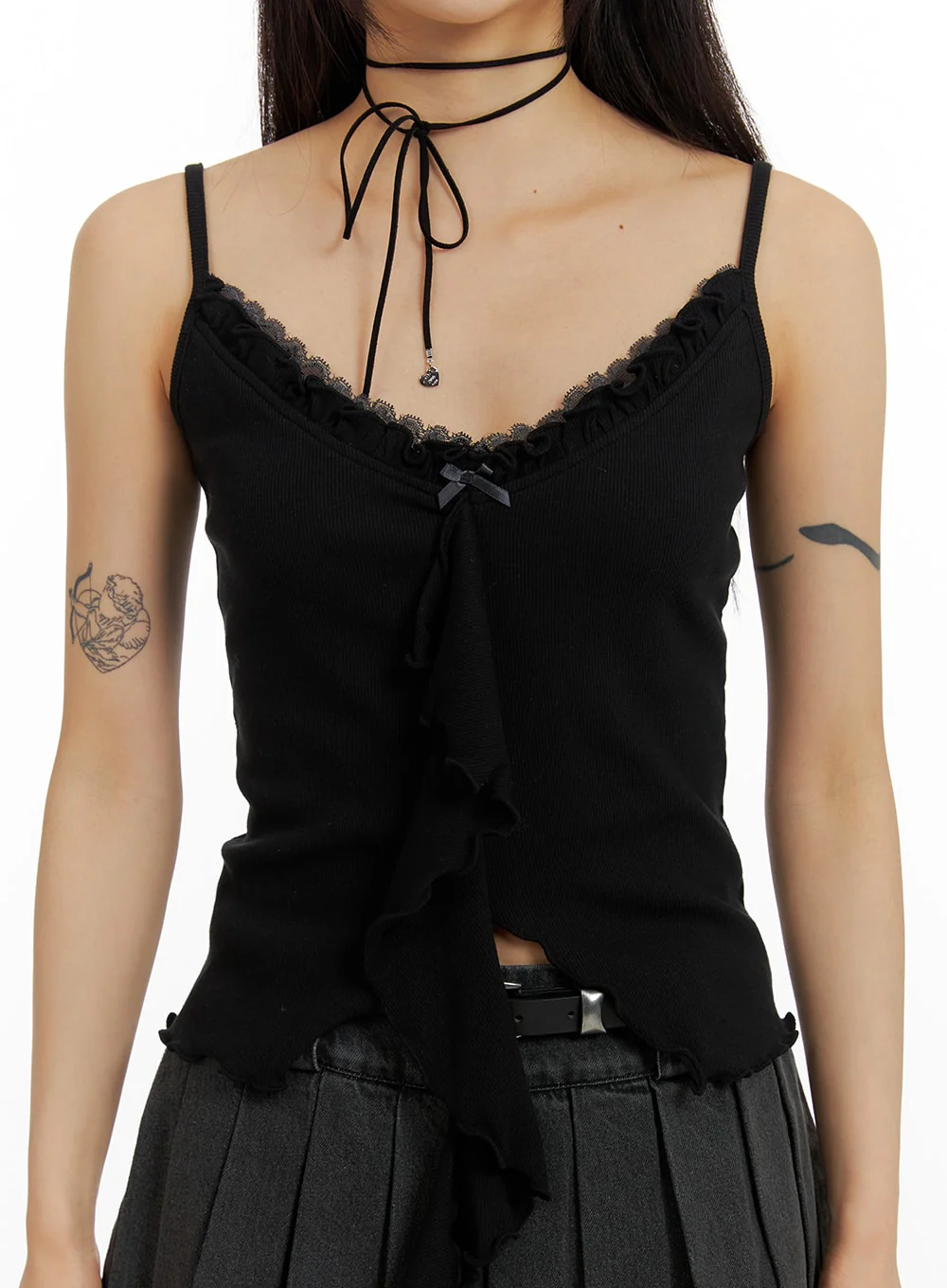 Ruffle Lace Cut Out Cami Top CF429 - Image 4