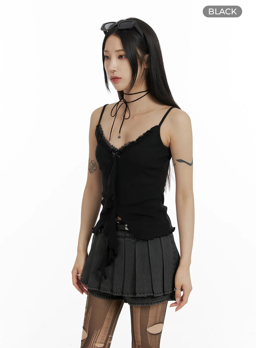 Ruffle Lace Cut Out Cami Top CF429 - Image 7