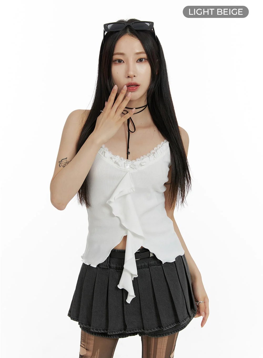 Ruffle Lace Cut Out Cami Top CF429 - Image 9