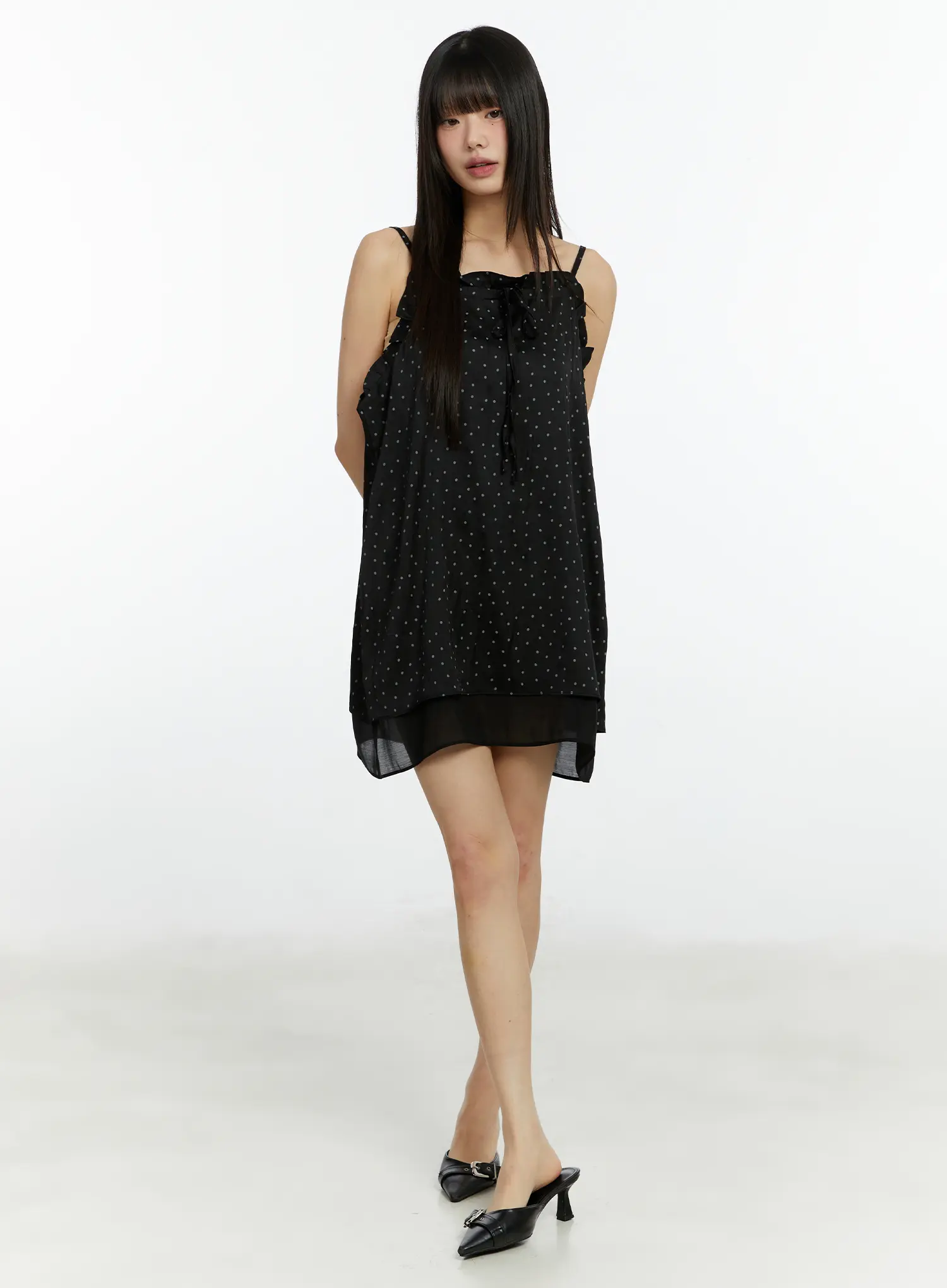 Ruffle Trim Polka Dot Mini Dress CF510 - Image 2