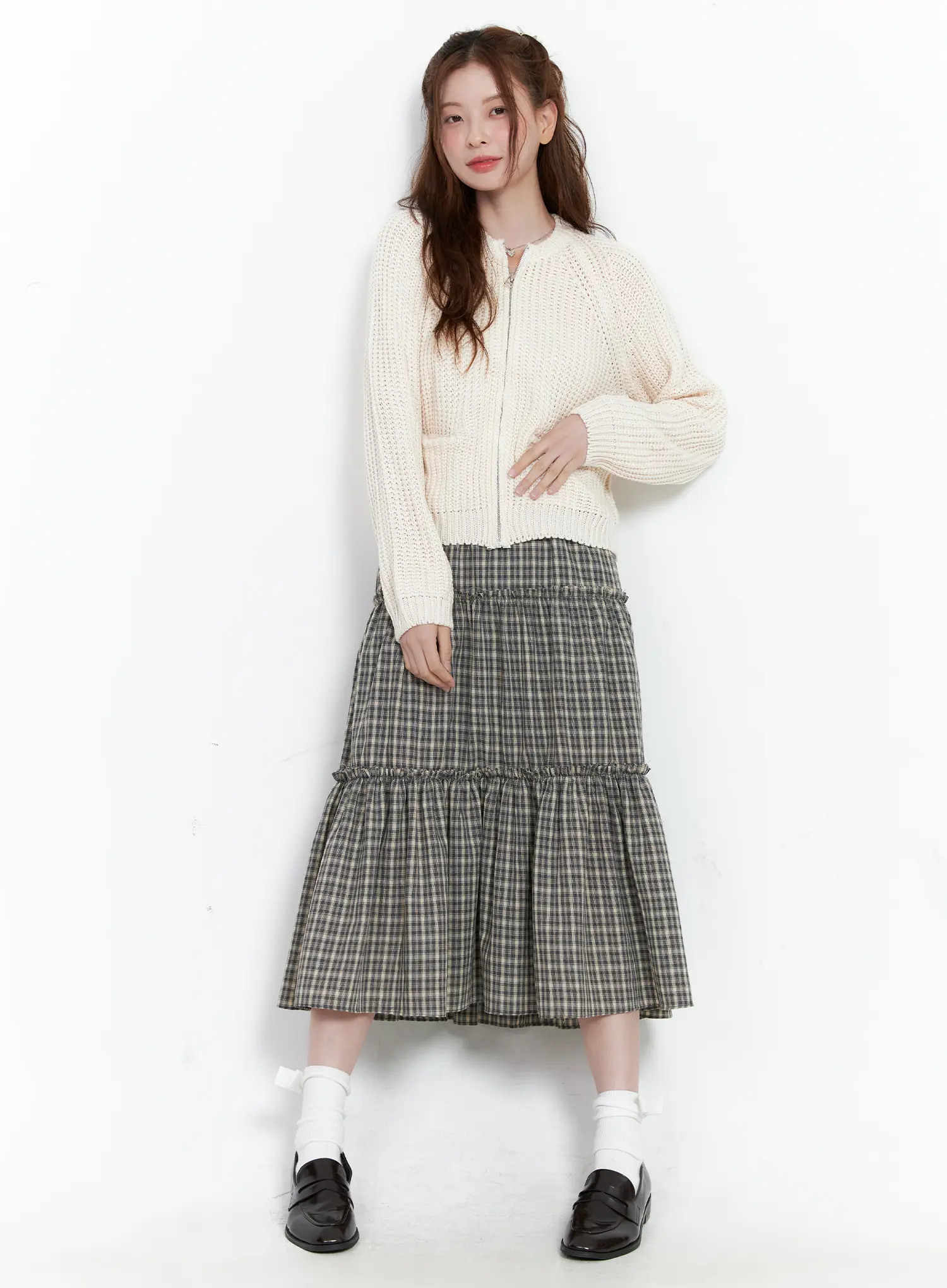 Ruffled Gingham Tiered Maxi Skirt CG520 - Image 2