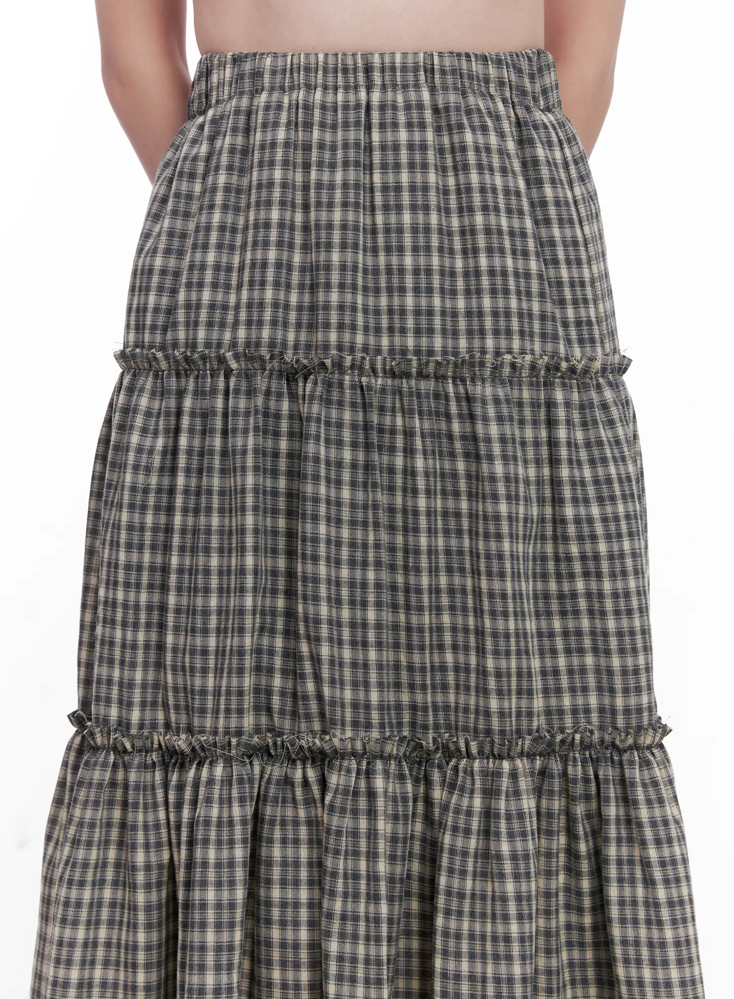 Ruffled Gingham Tiered Maxi Skirt CG520 - Image 3