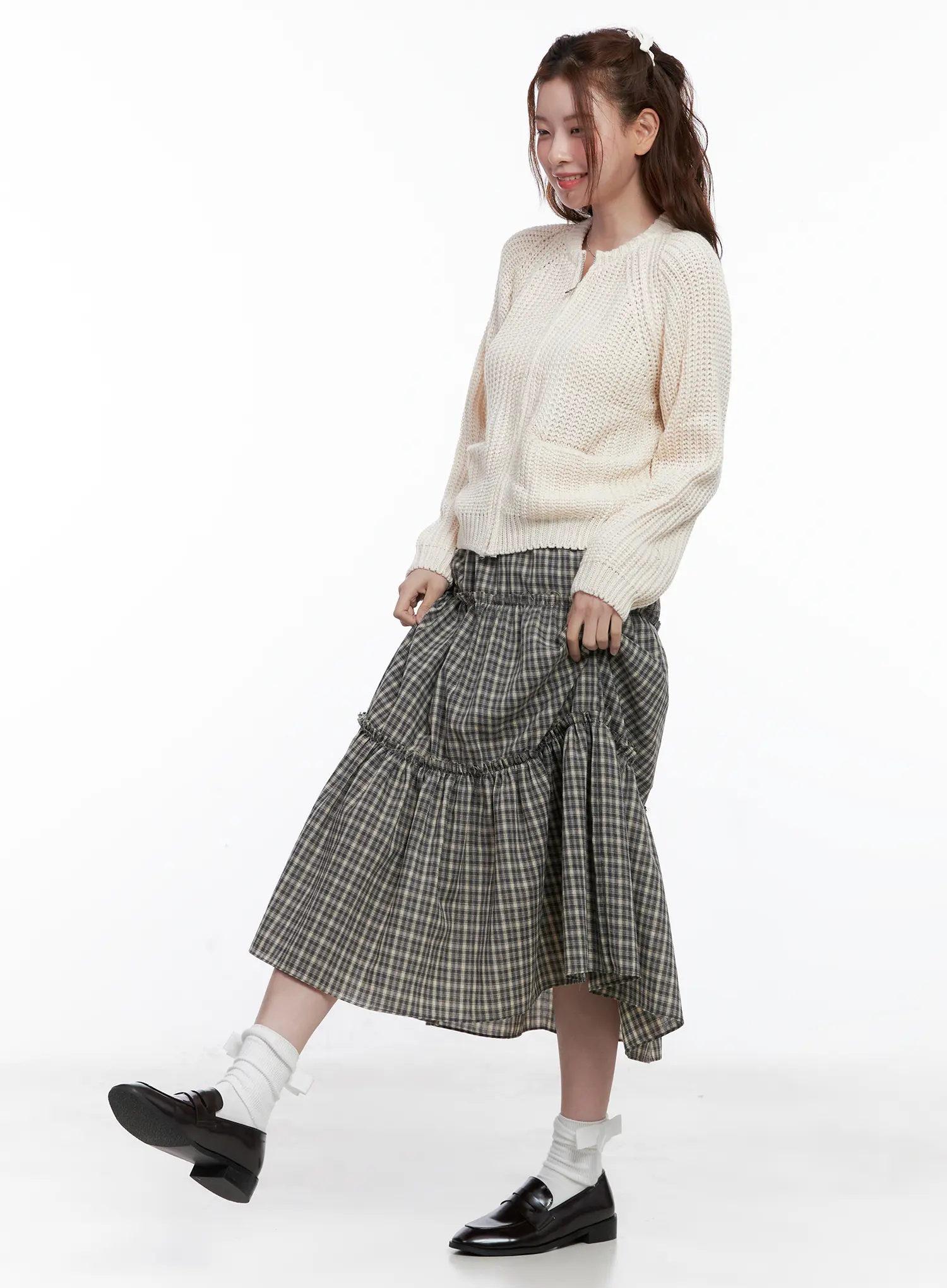 Ruffled Gingham Tiered Maxi Skirt CG520 - Image 5
