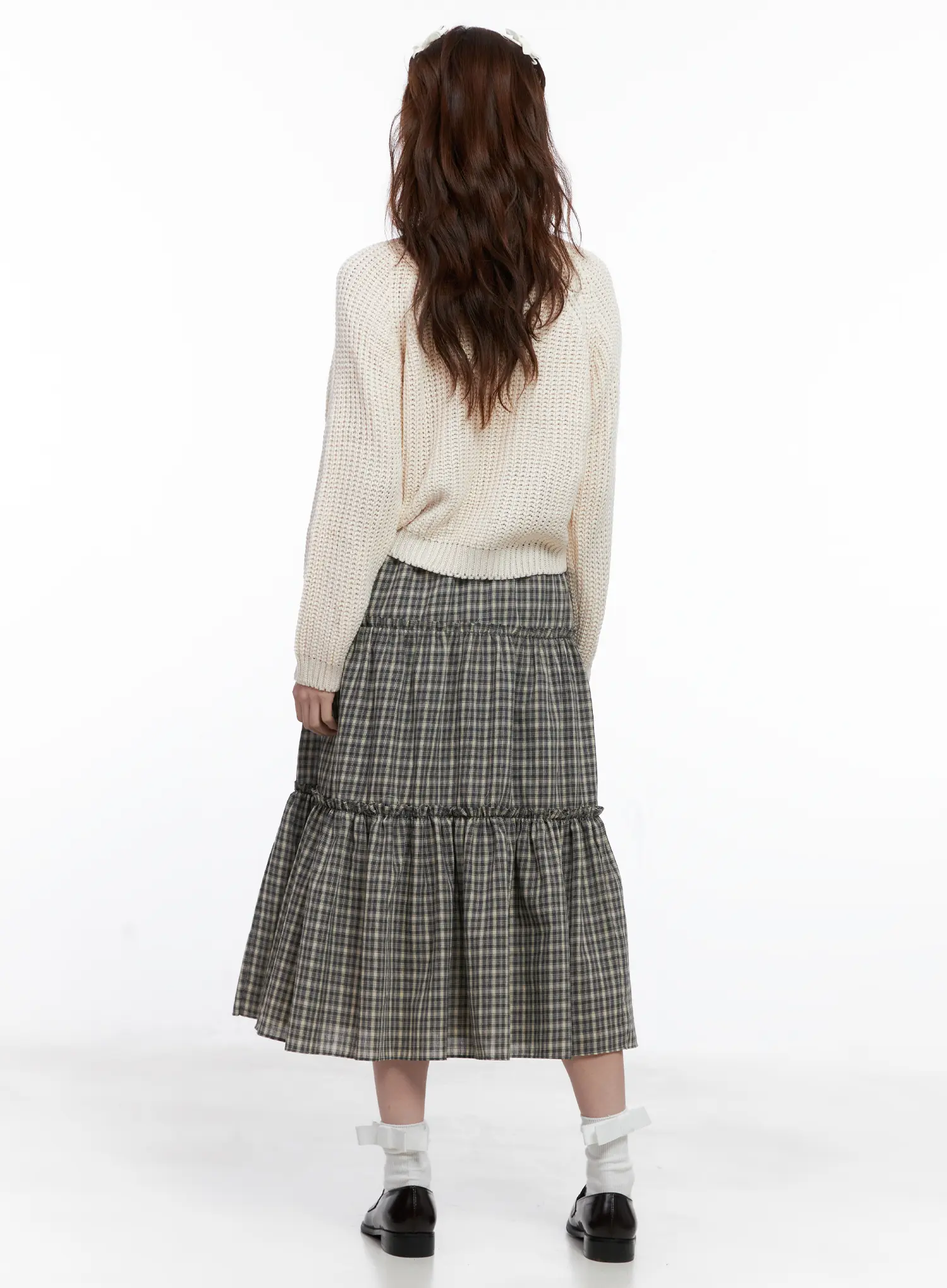 Ruffled Gingham Tiered Maxi Skirt CG520 - Image 7