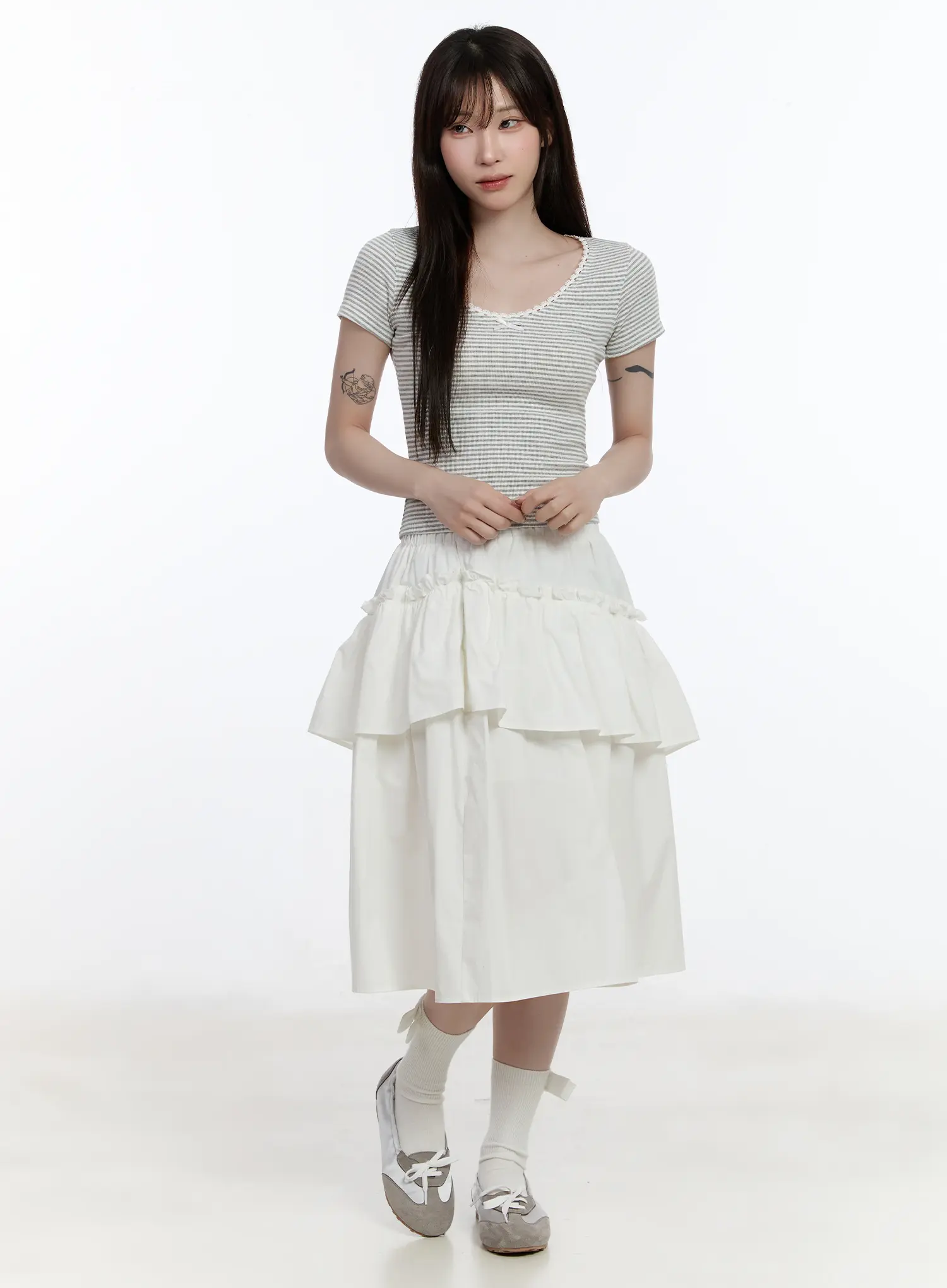 Ruffled Tiered Midi Skirt CA503