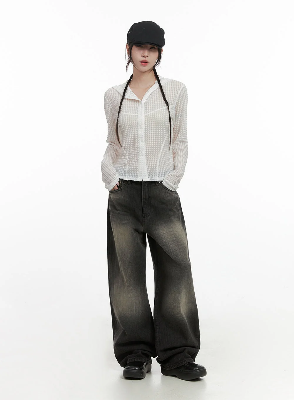 Sage Back-Buttoned Wide Pants CS430 - Image 2
