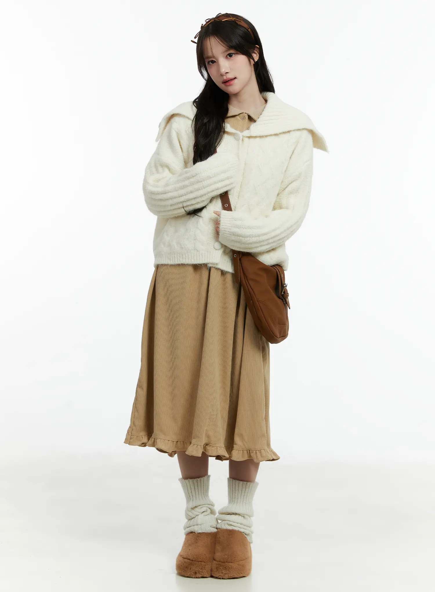 Sailor Collar Cable-Knit Cardigan CD523 - Image 3