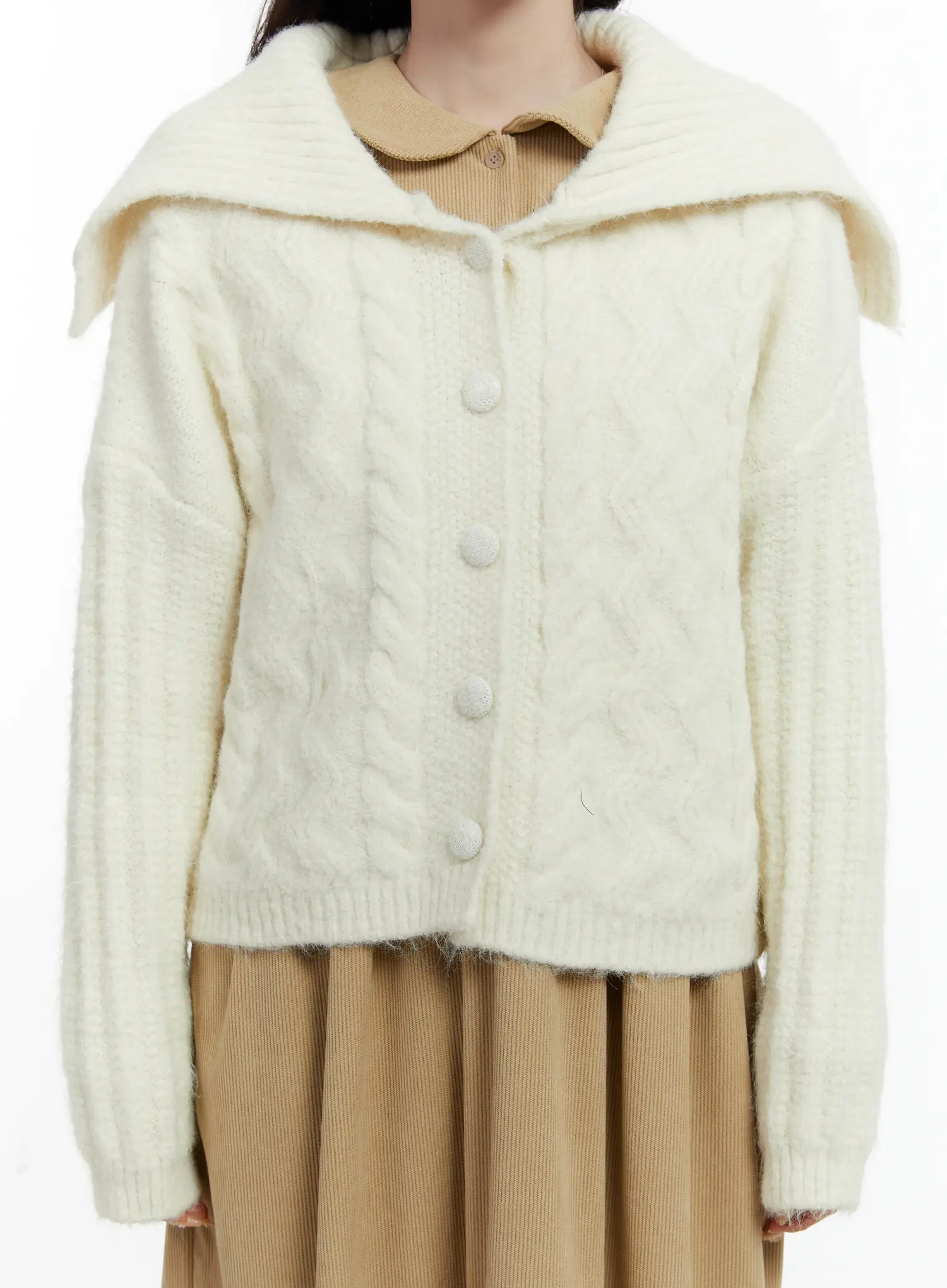Sailor Collar Cable-Knit Cardigan CD523 - Image 4