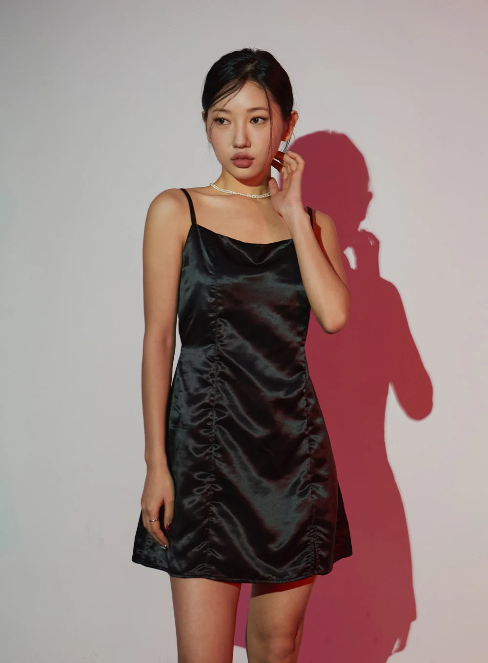 Satin Slit Sleeveless Mini Dress ID30