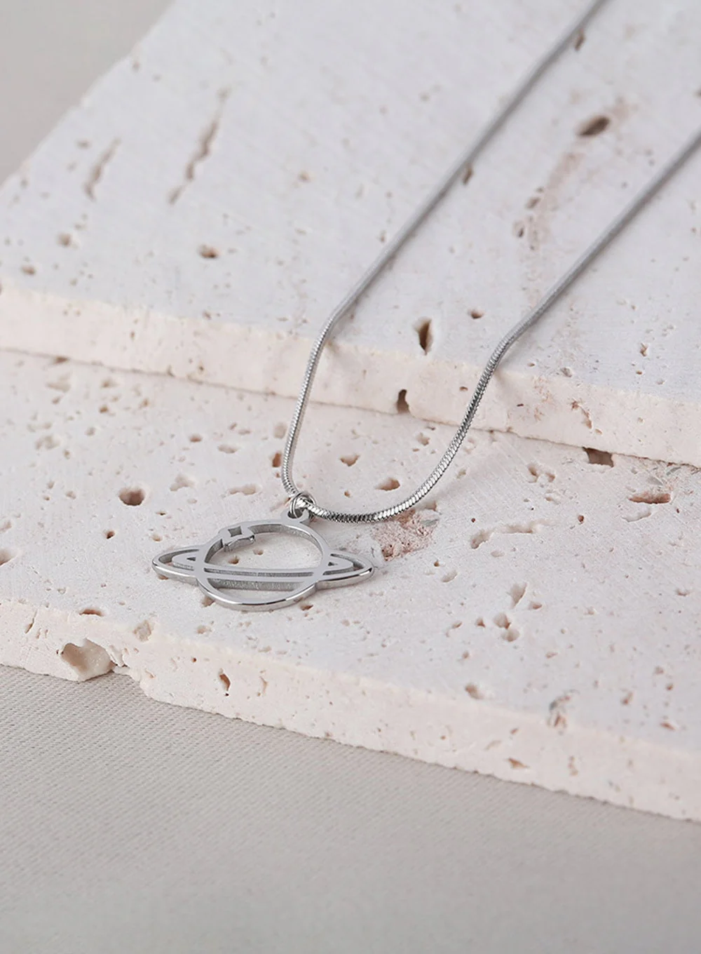 Saturn Outline Necklace IA517 - Image 4