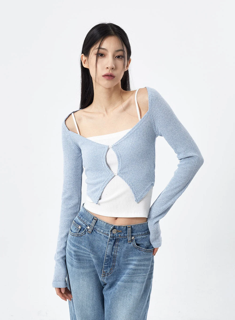 Scoop Neck Cropped Cardigan CM310 - Image 5