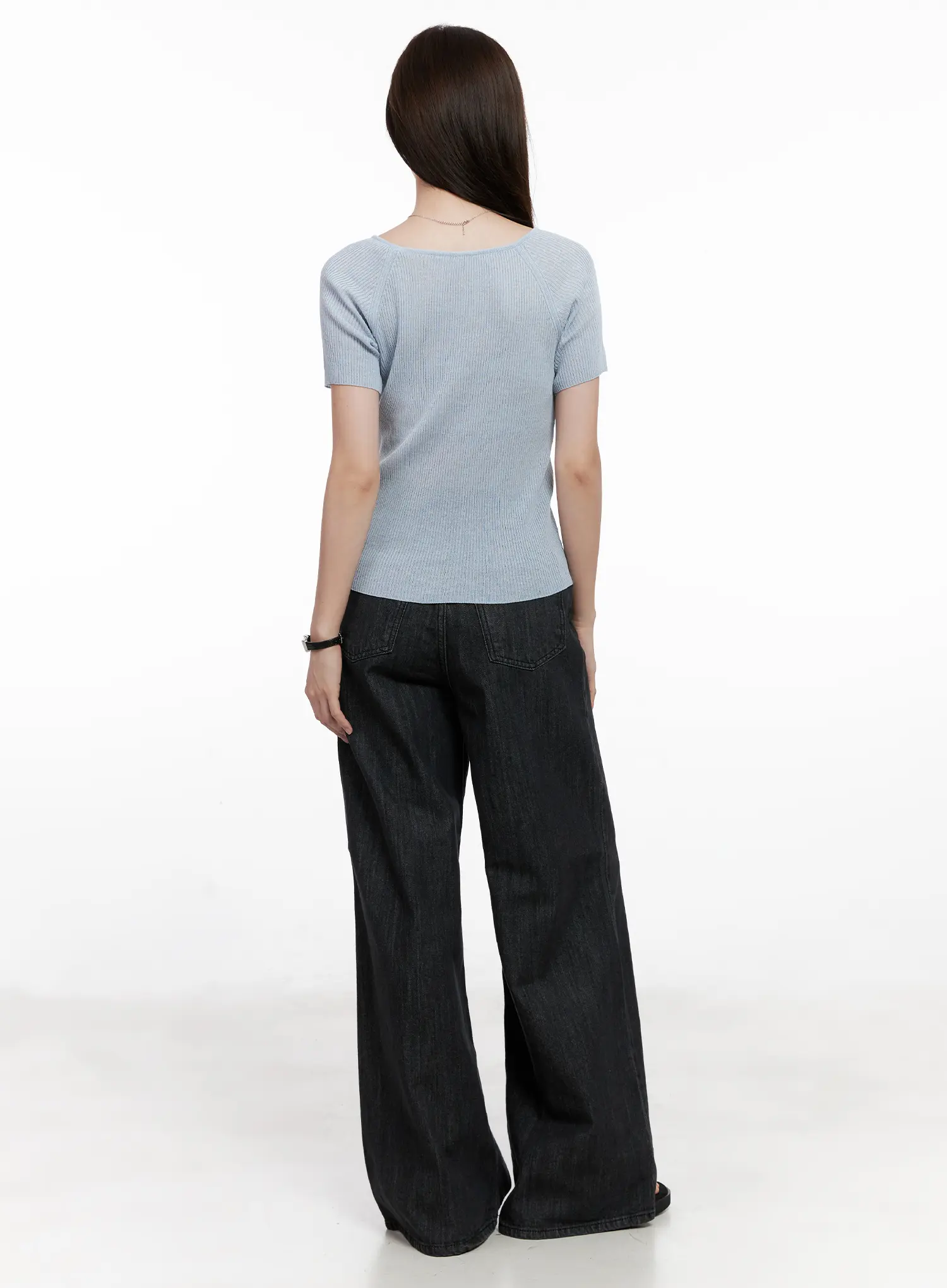 Scoop Neck Short Sleeve Knit Top CL523 - Image 9