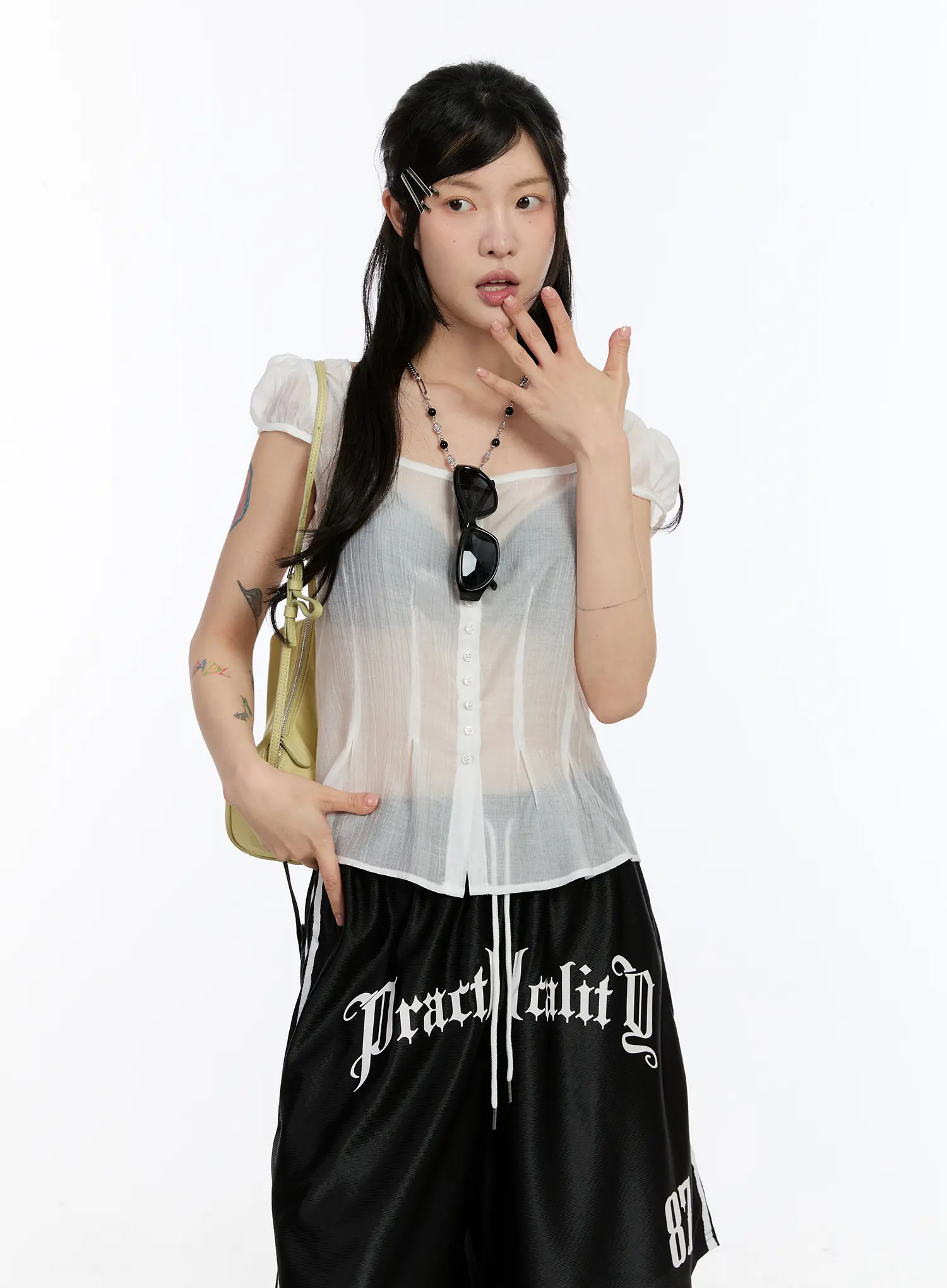 See-Through Button Down Blouse CA508 - Image 2