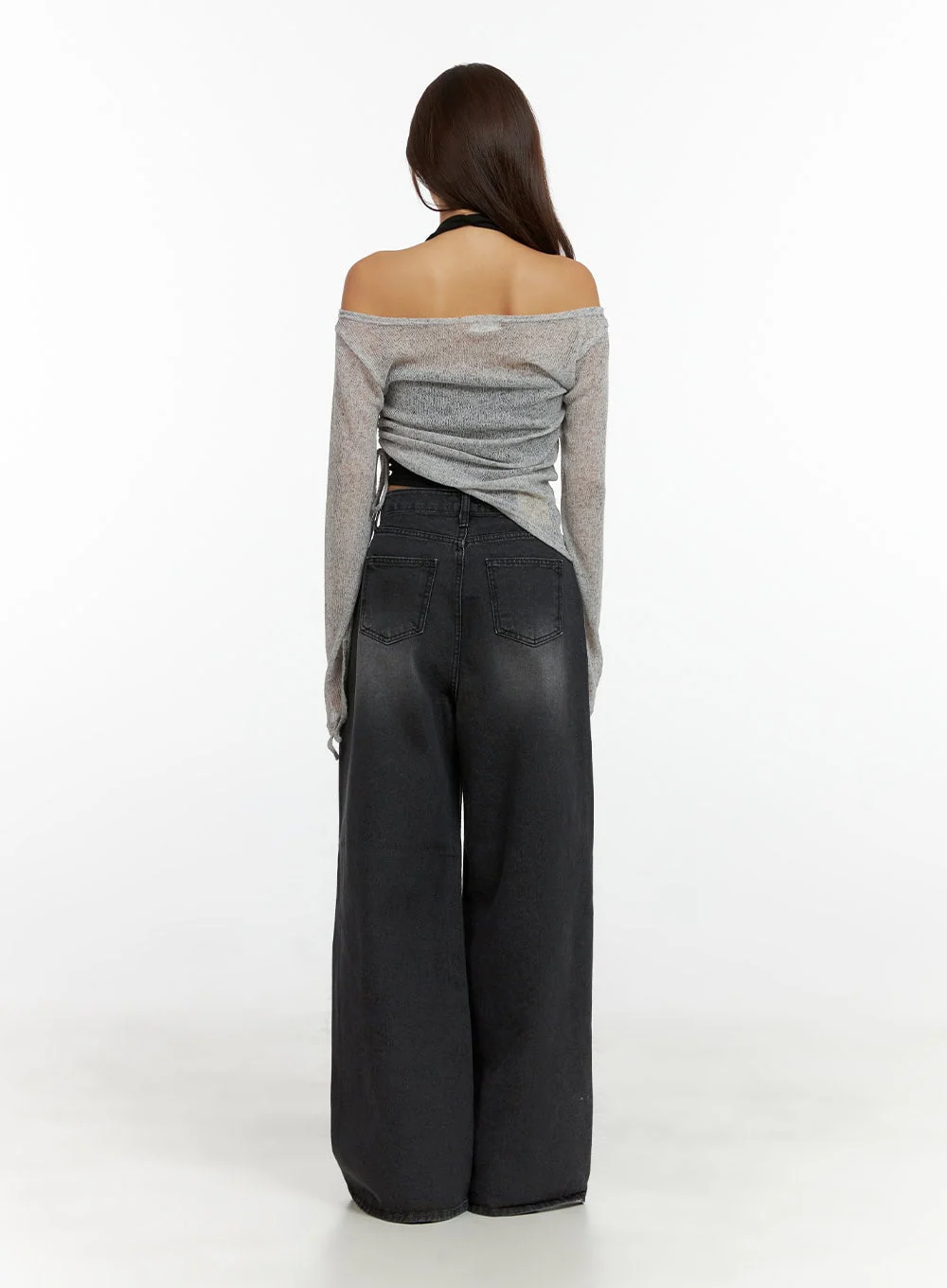 See-Through Off Shoulder Long Sleeve Top CL404 - Image 4