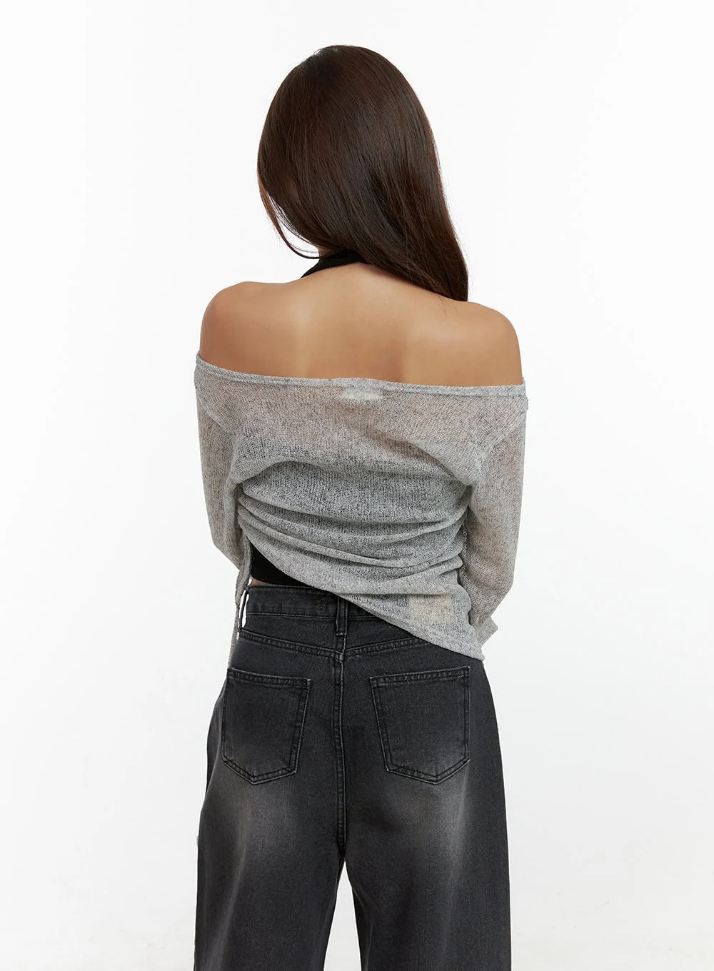 See-Through Off Shoulder Long Sleeve Top CL404 - Image 6