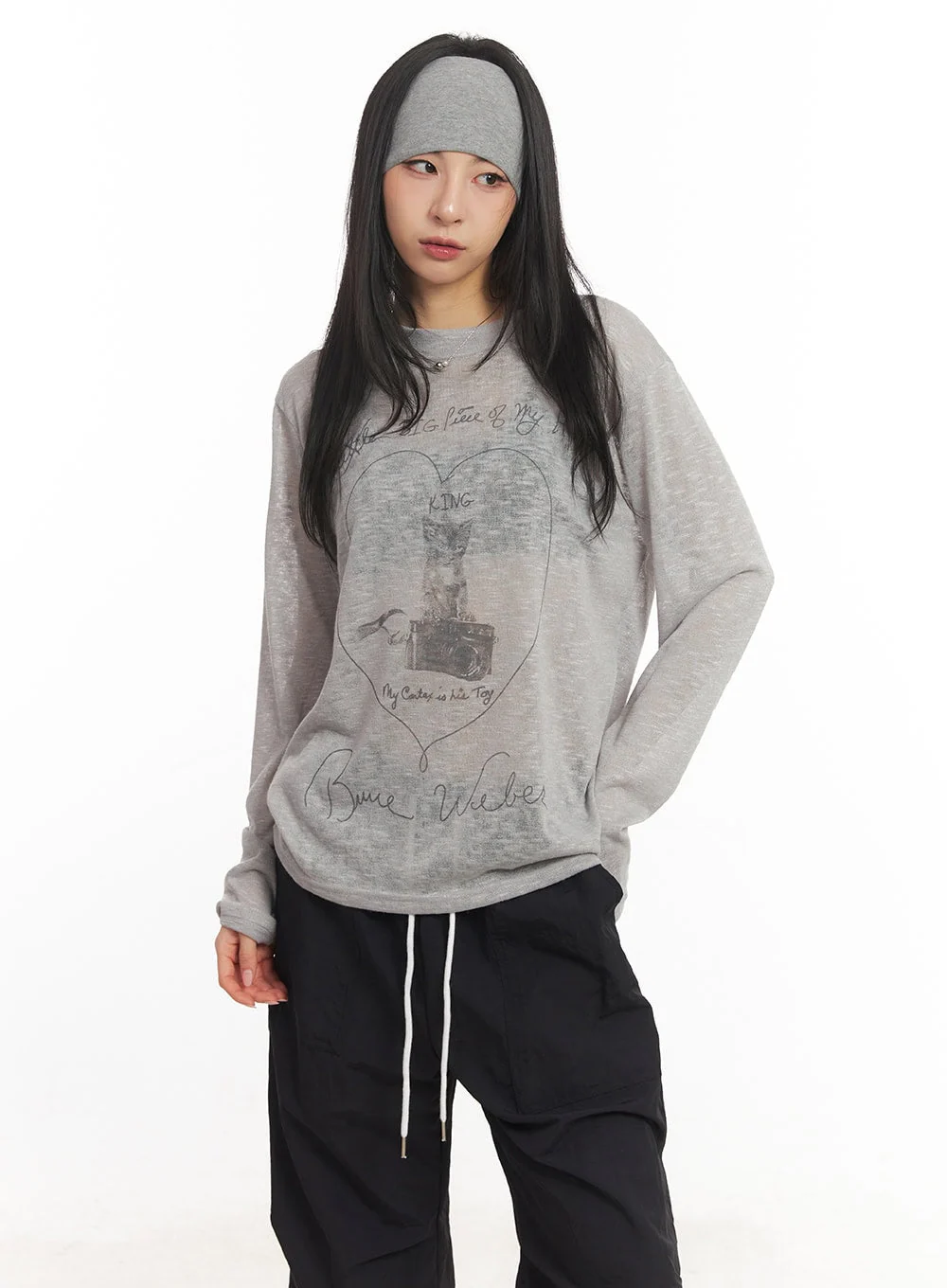 Sheer Art Graphic Long-Sleeve Top CA504 - Image 10