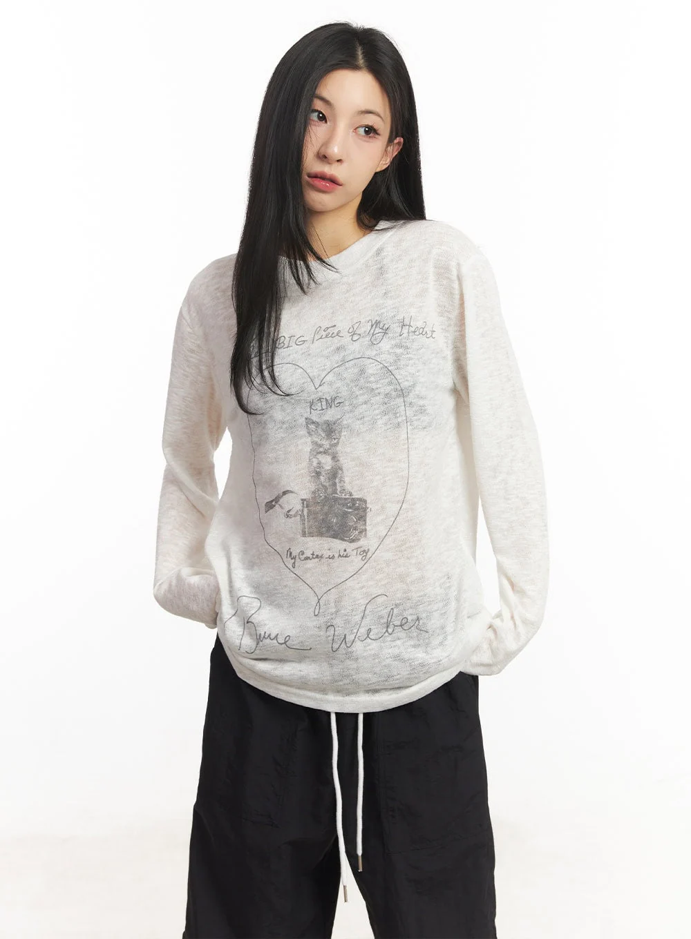 Sheer Art Graphic Long-Sleeve Top CA504 - Image 11