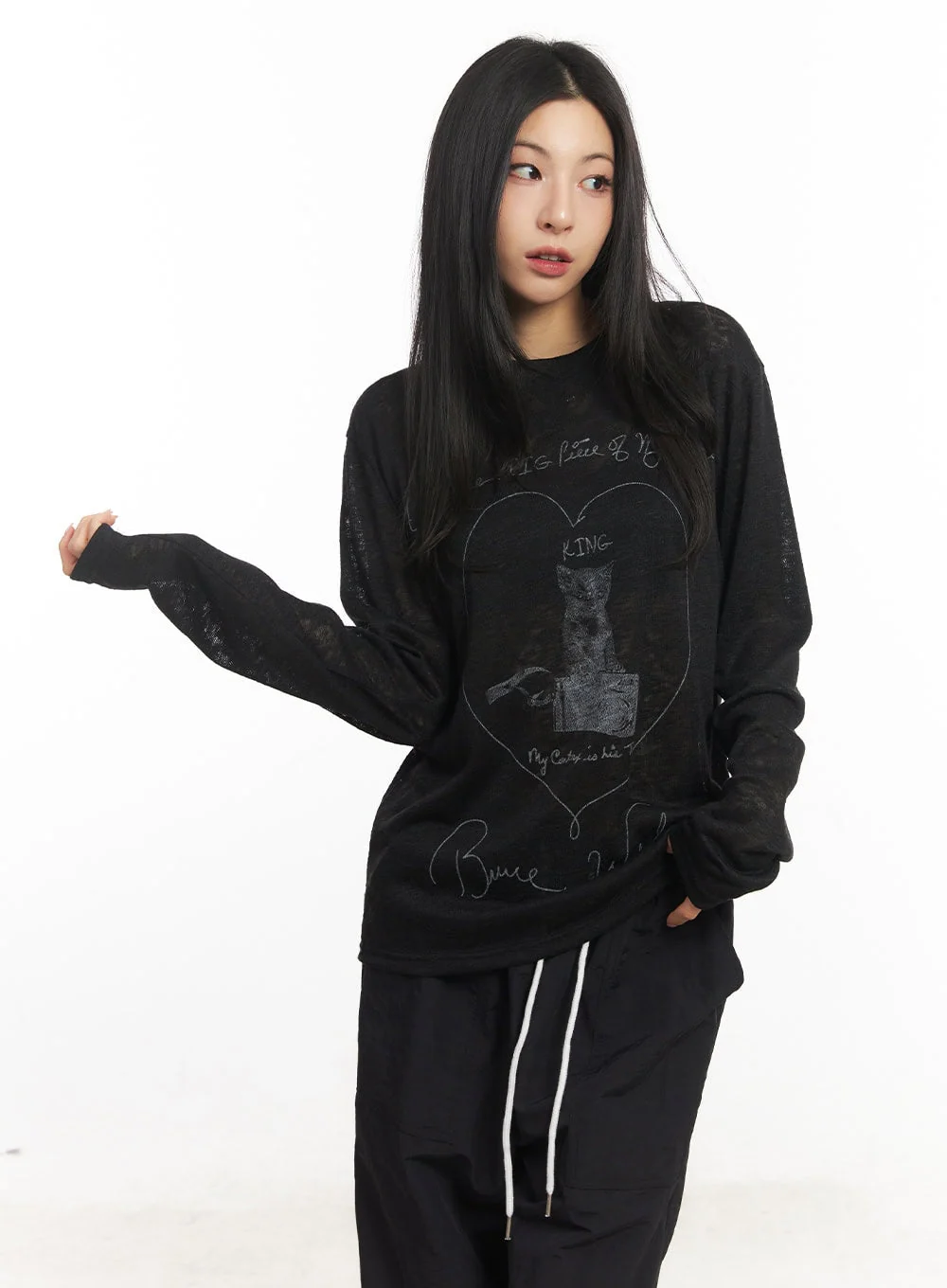 Sheer Art Graphic Long-Sleeve Top CA504 - Image 12