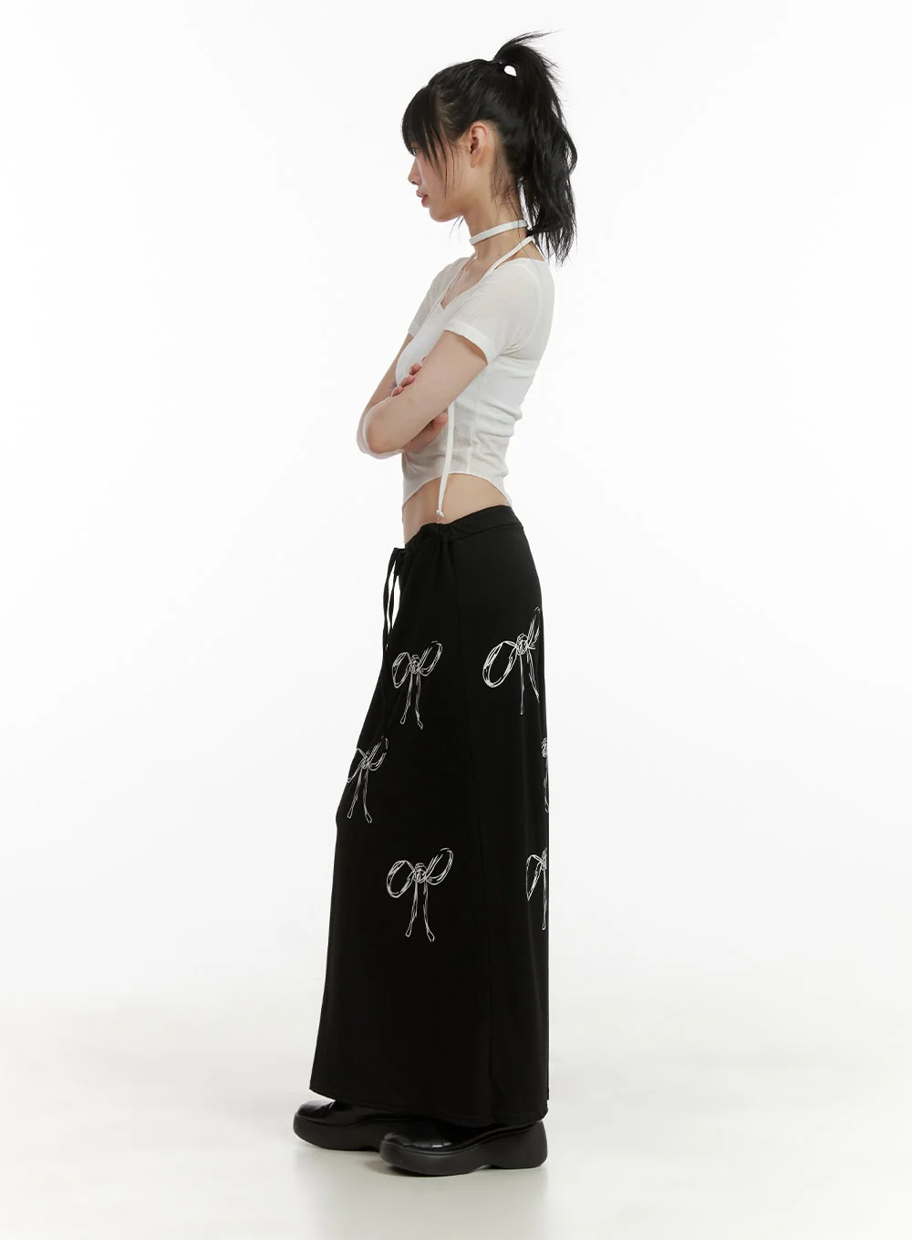 Sheer Chic Crop Top with Thin Scarf CU410 - Image 6