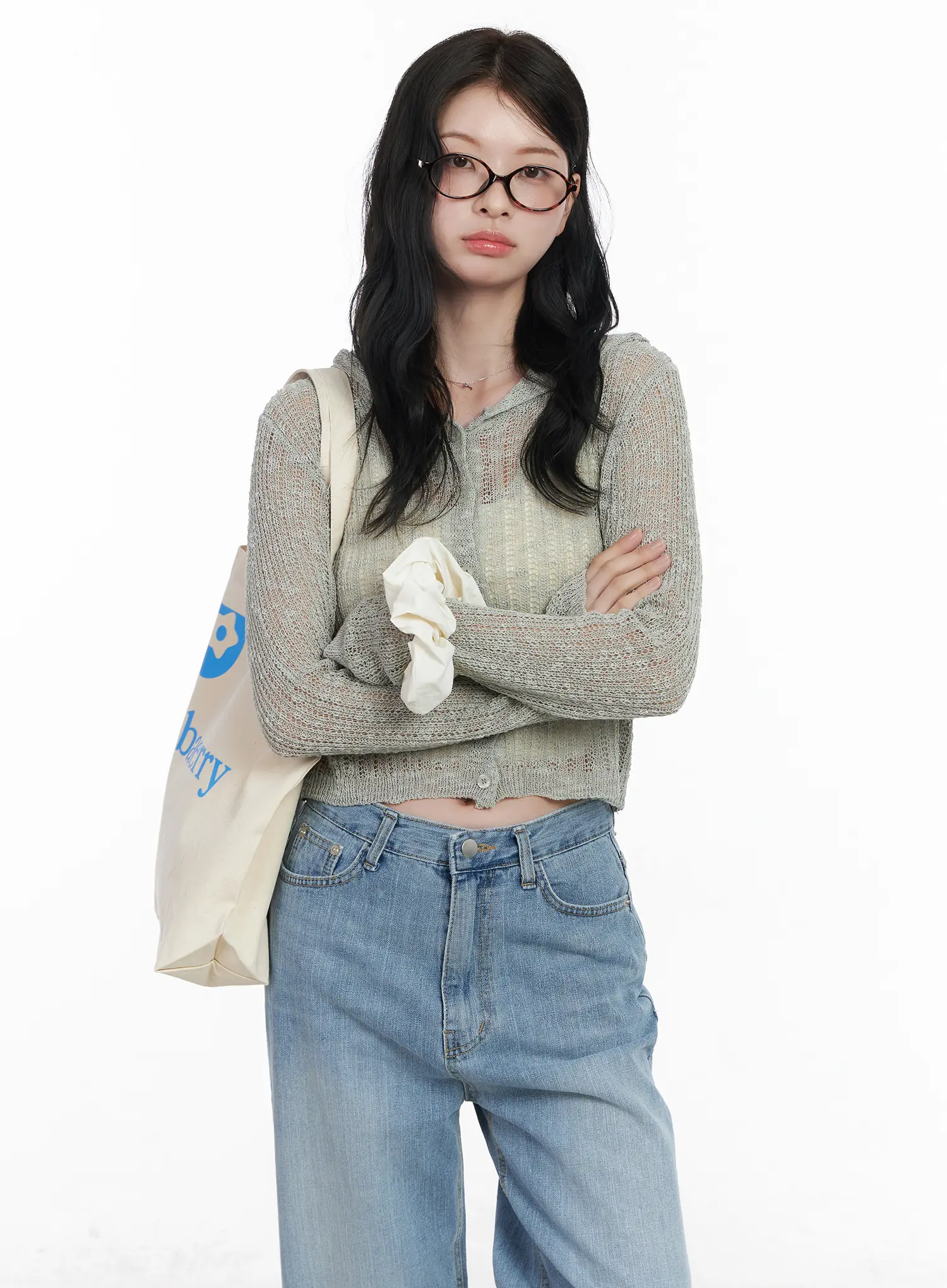 Sheer Crop Hoodie Knit Cardigan CA510