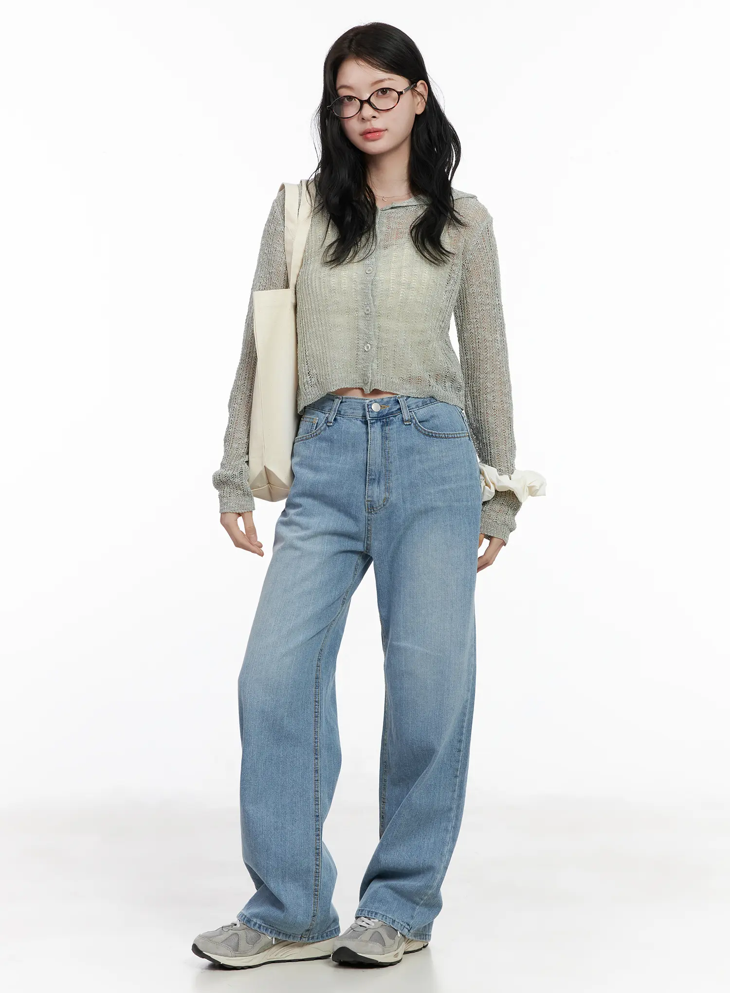 Sheer Crop Hoodie Knit Cardigan CA510 - Image 3