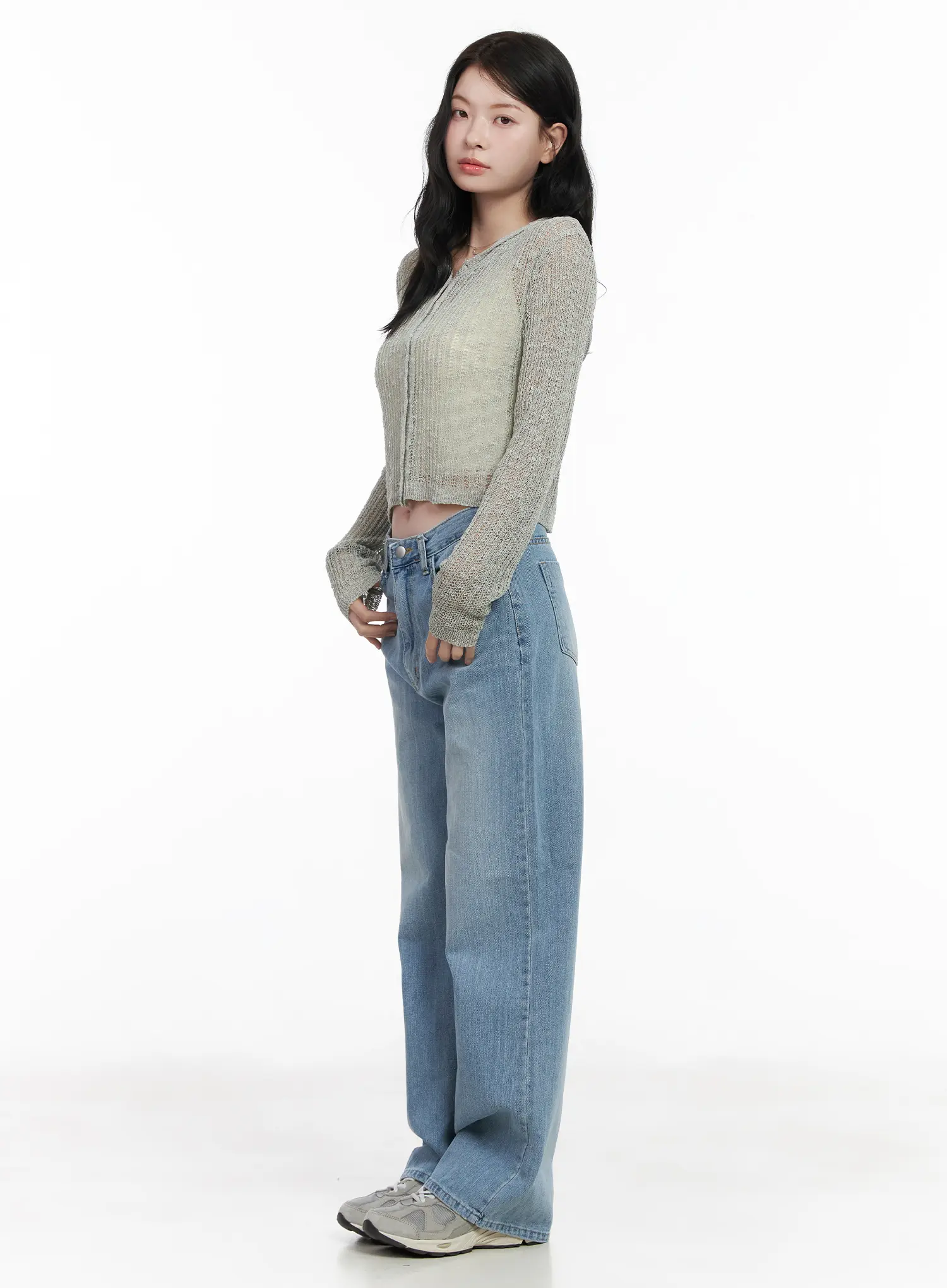 Sheer Crop Hoodie Knit Cardigan CA510 - Image 8