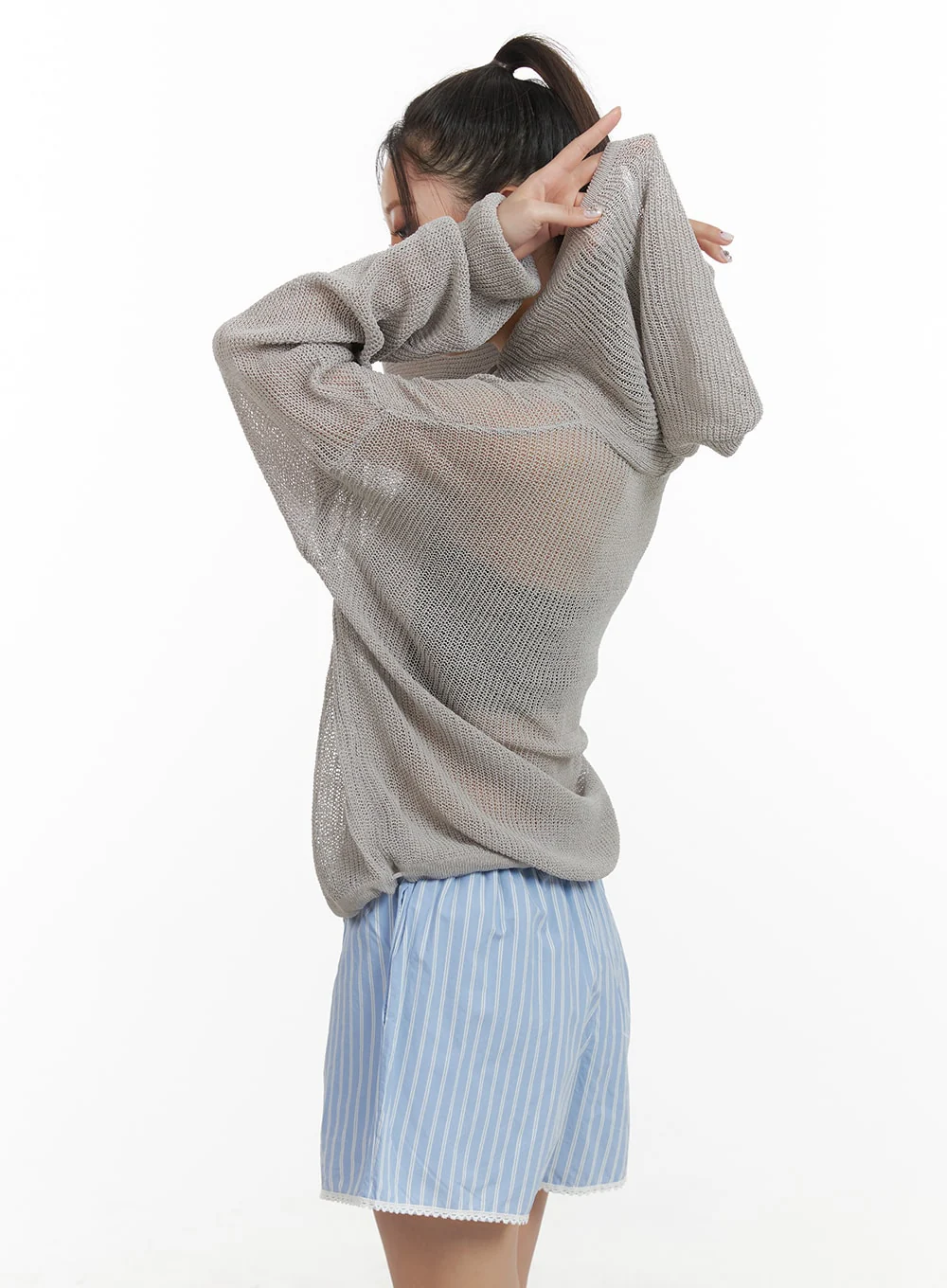 Sheer Drawstring Hoodie OA416 - Image 4