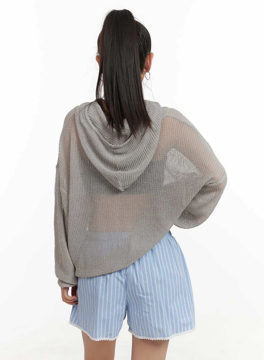 Sheer Drawstring Hoodie OA416 - Image 5