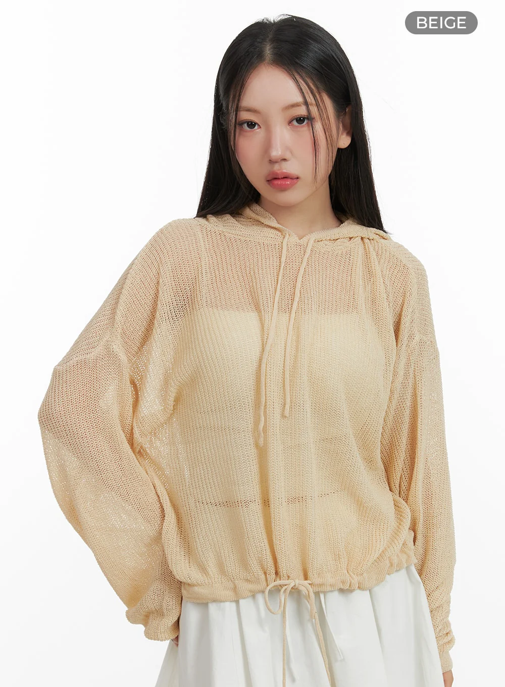 Sheer Drawstring Hoodie OA416 - Image 8