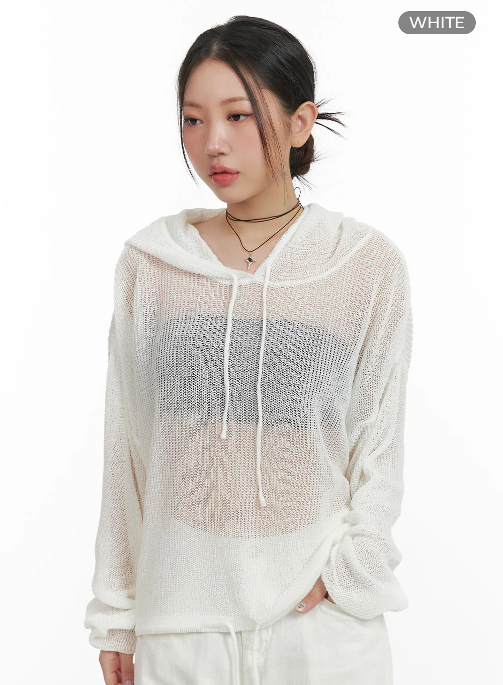 Sheer Drawstring Hoodie OA416 - Image 9