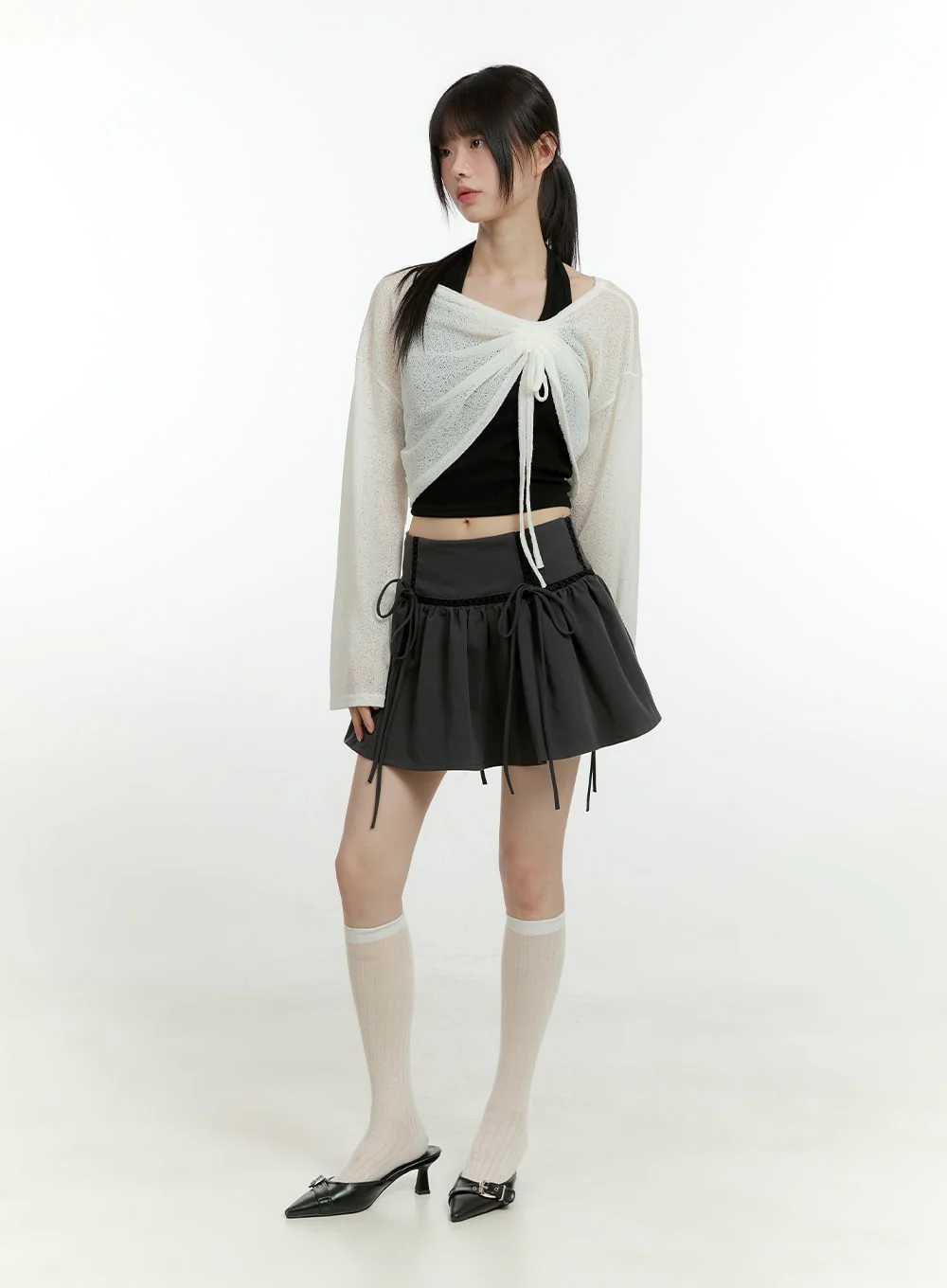 Sheer Elegance Long Sleeve Crop Top CG402 - Image 2