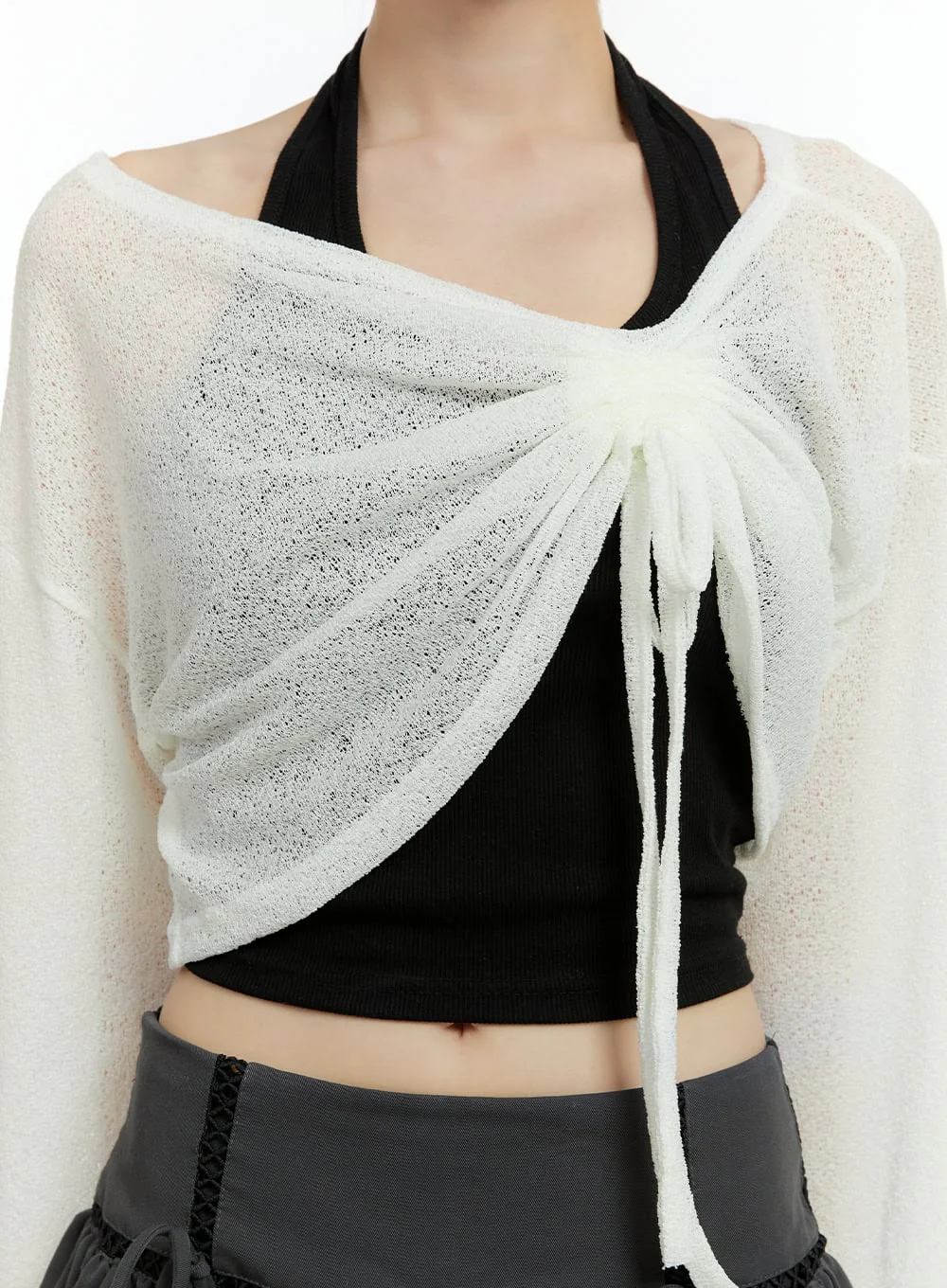 Sheer Elegance Long Sleeve Crop Top CG402 - Image 7