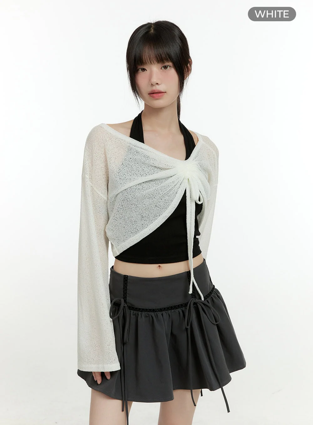 Sheer Elegance Long Sleeve Crop Top CG402 - Image 8