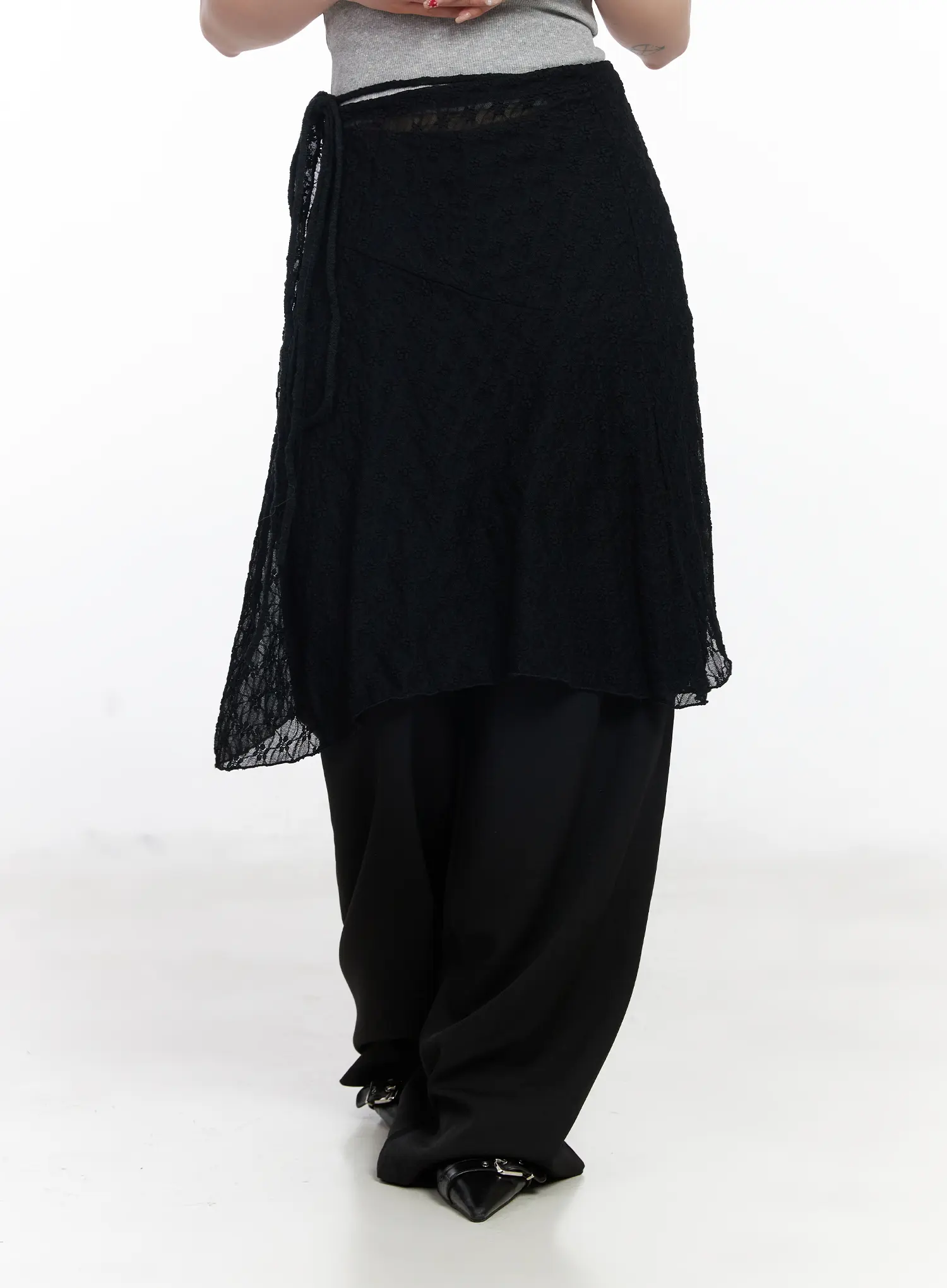 Sheer Floral Wrap Midi Skirt CJ526 - Image 10