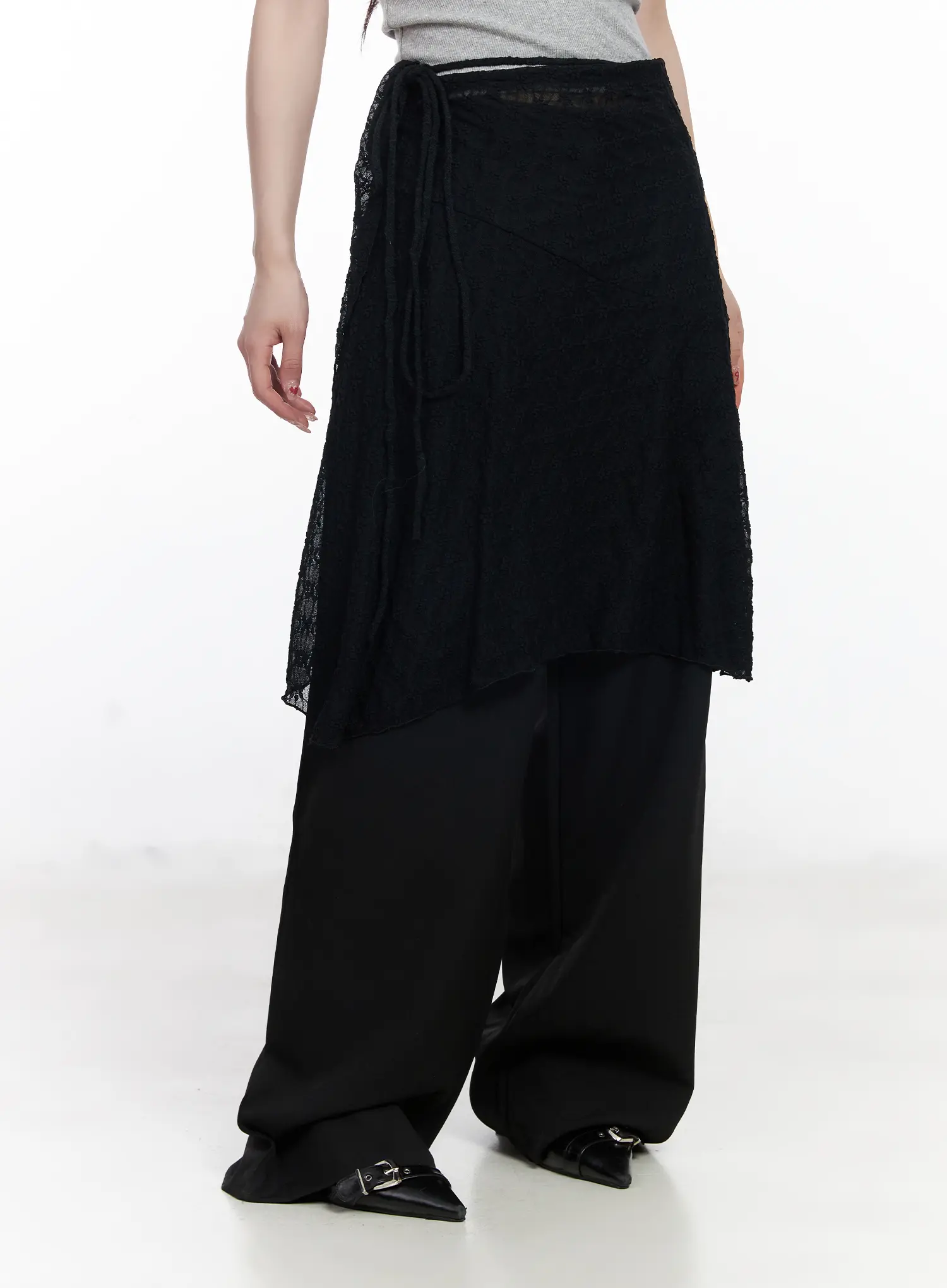 Sheer Floral Wrap Midi Skirt CJ526 - Image 2