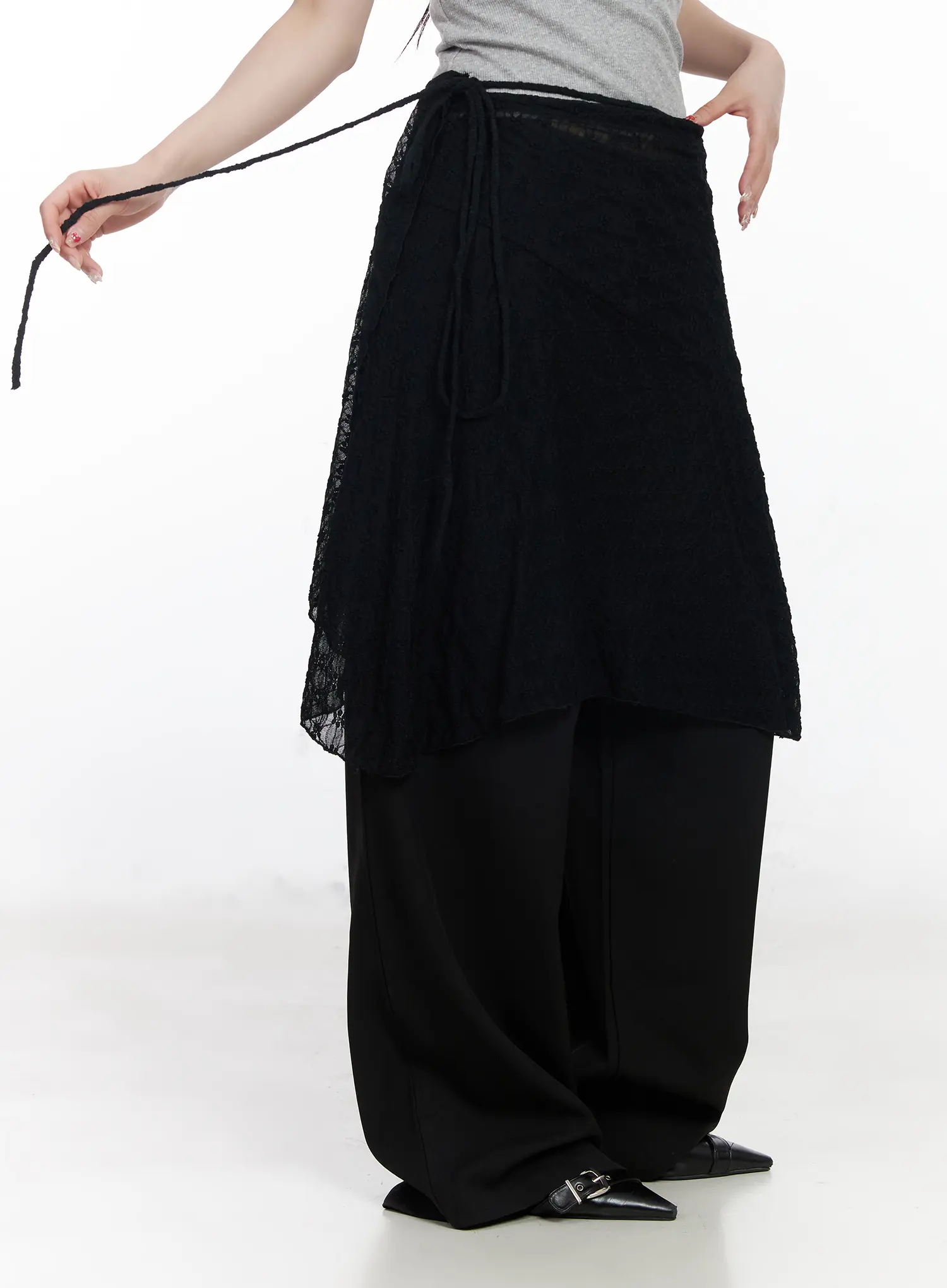Sheer Floral Wrap Midi Skirt CJ526 - Image 3