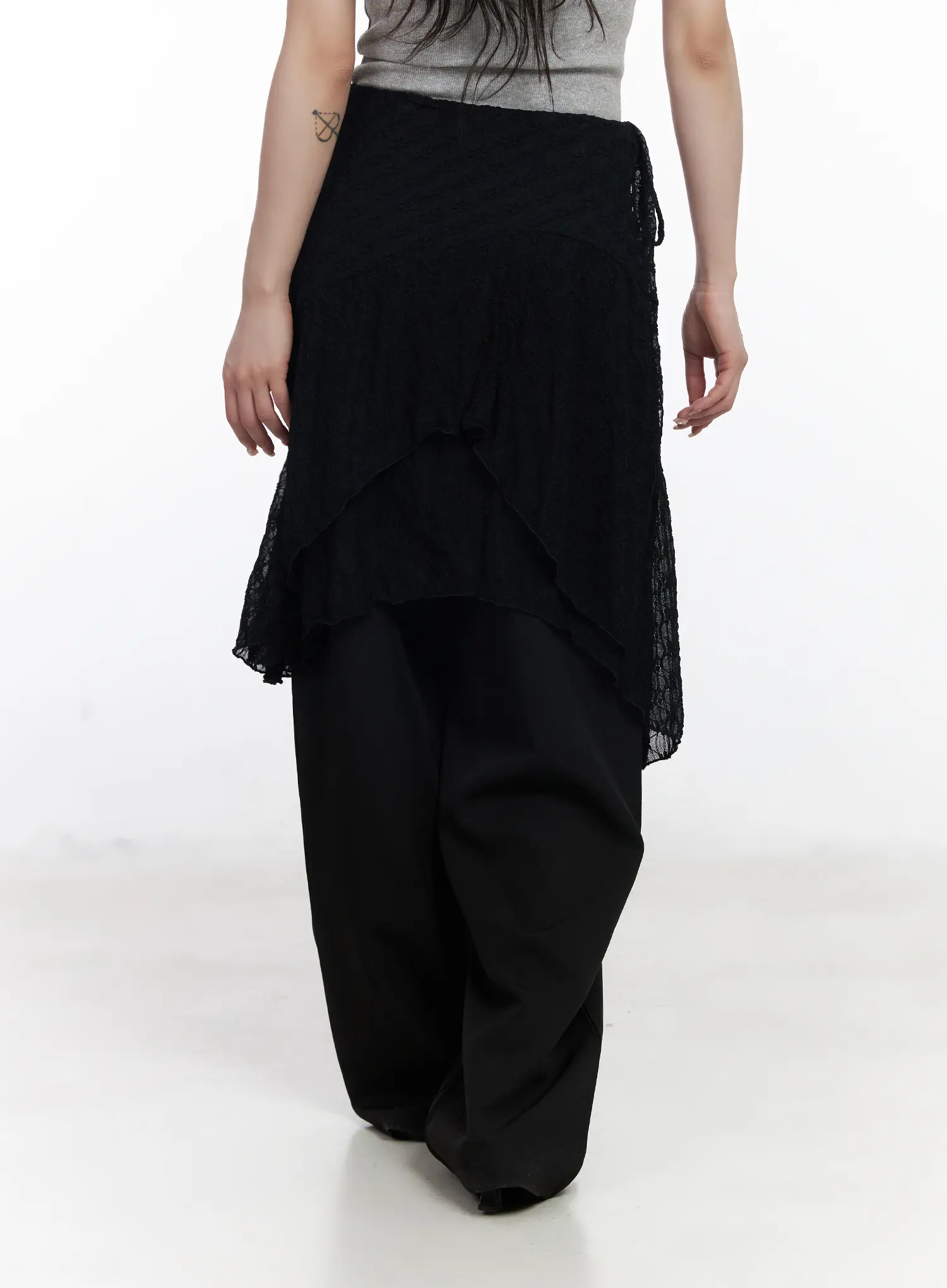 Sheer Floral Wrap Midi Skirt CJ526 - Image 4