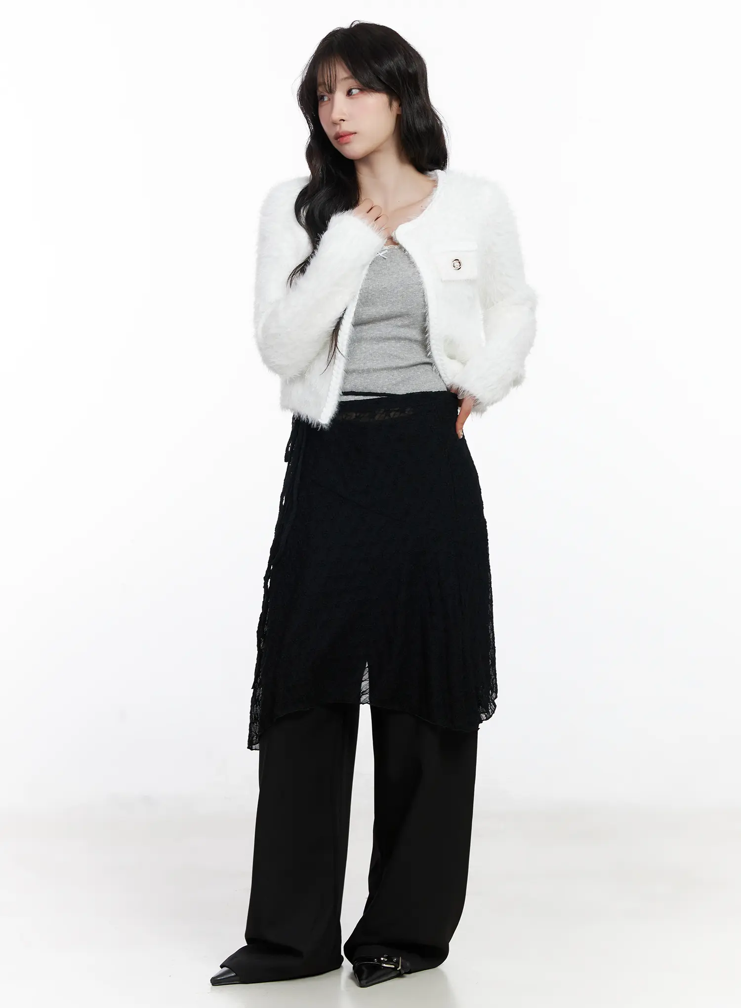 Sheer Floral Wrap Midi Skirt CJ526 - Image 5