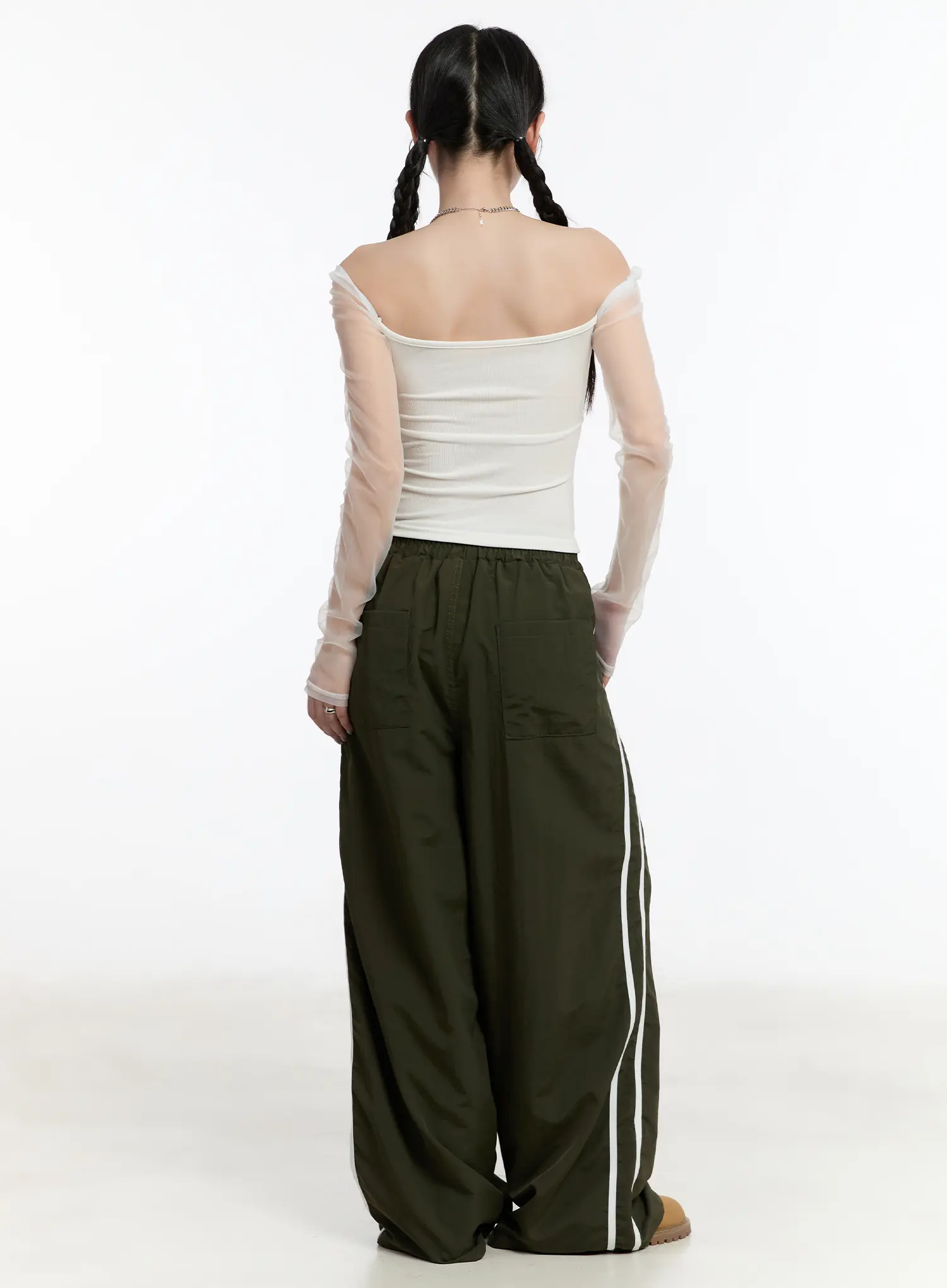 Sheer Frill Off-Shoulder Long Sleeve Top CM511 - Image 5