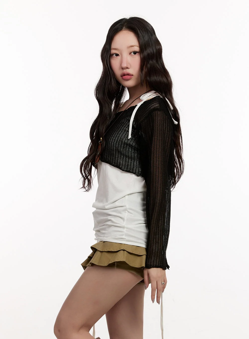 Sheer Knit Long-Sleeve Crop Top CM510 - Image 5