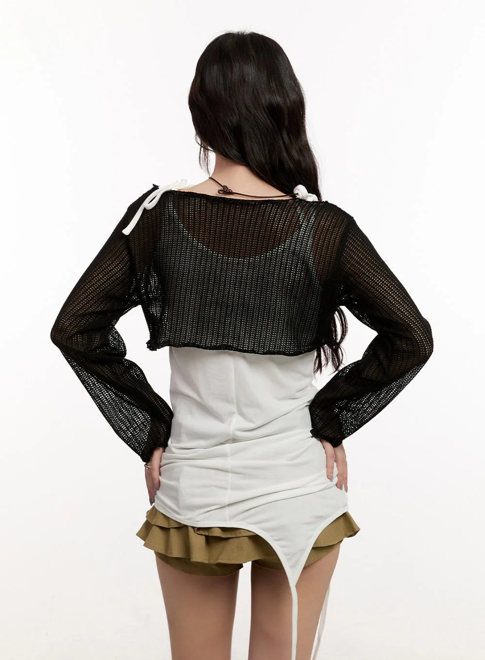Sheer Knit Long-Sleeve Crop Top CM510 - Image 7