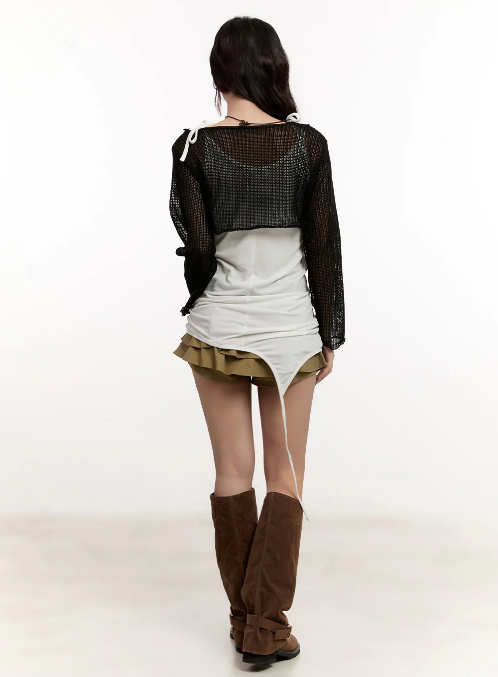 Sheer Knit Long-Sleeve Crop Top CM510 - Image 8
