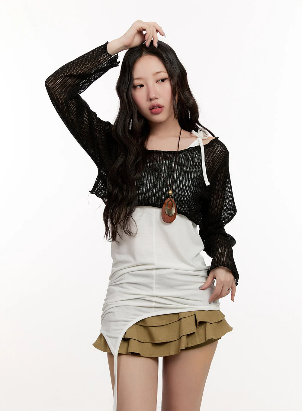 Sheer Knit Long-Sleeve Crop Top CM510 - Image 9