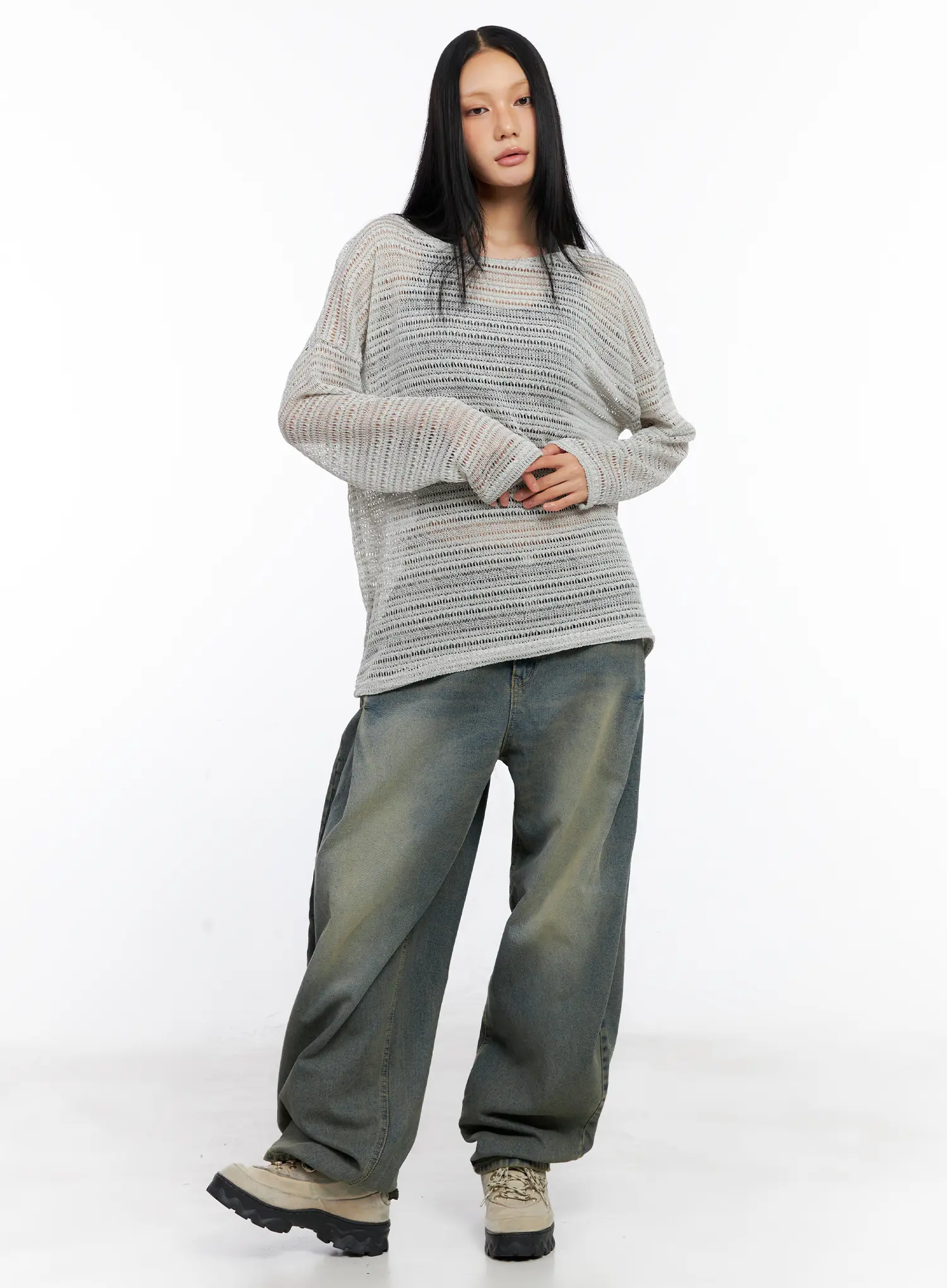 Sheer Knit Long-Sleeve Tee CL530 - Image 3