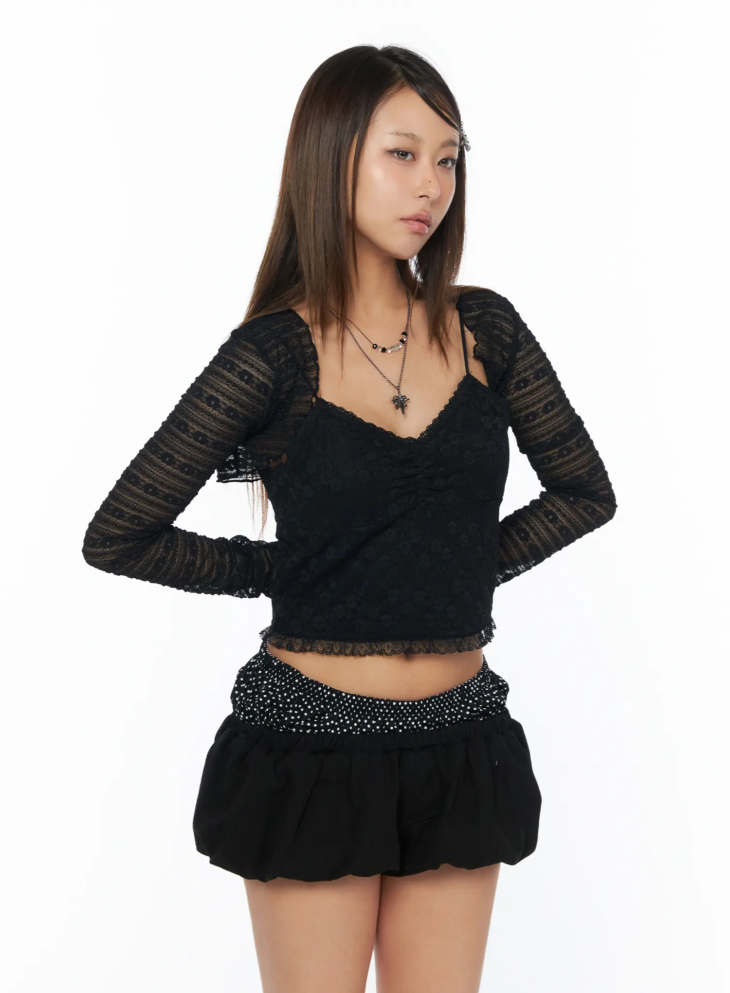 Sheer Lace Long Sleeve Bolero CA516 - Image 12