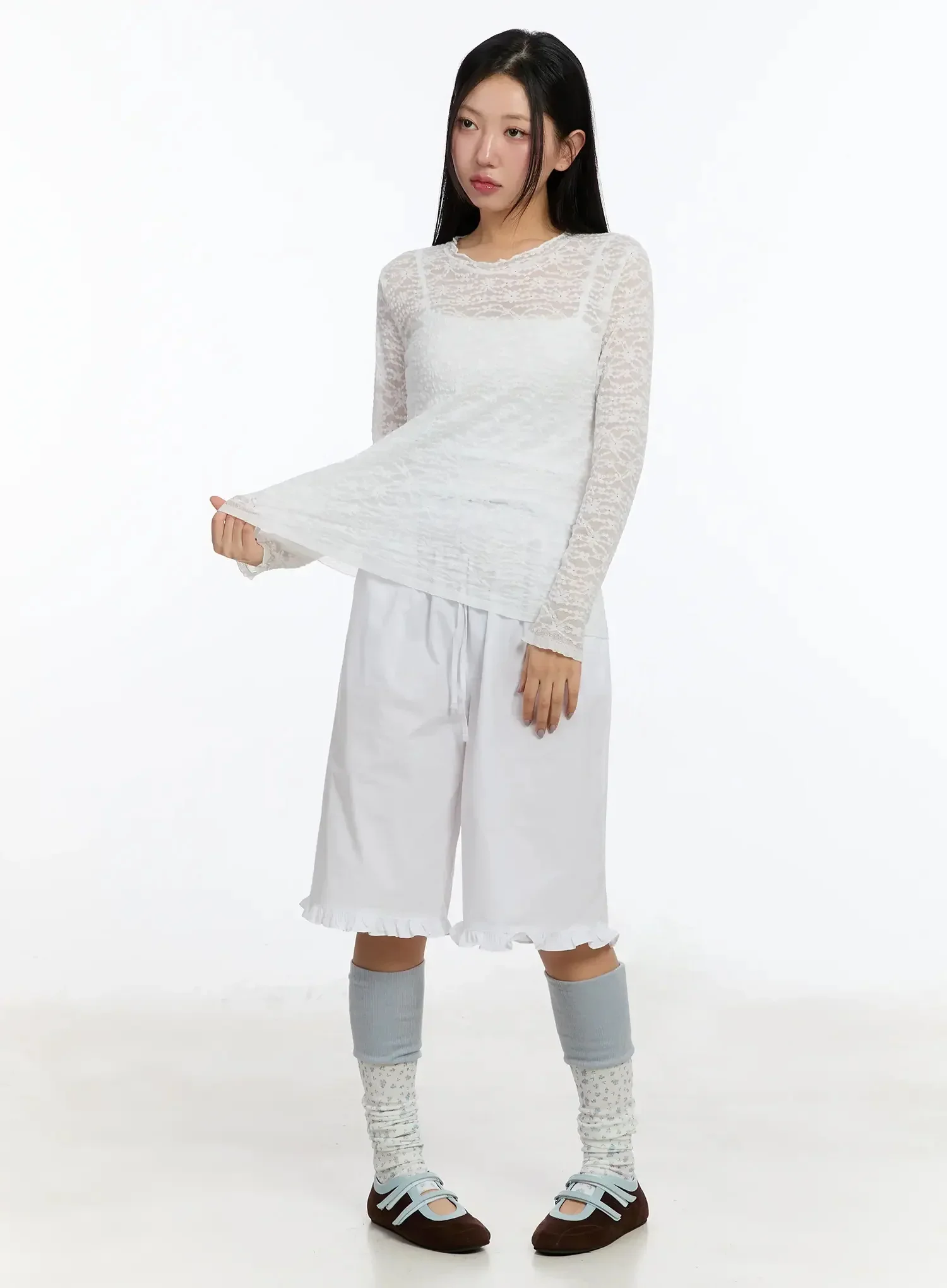 Sheer Lace Long Sleeve Top IM509 - Image 10