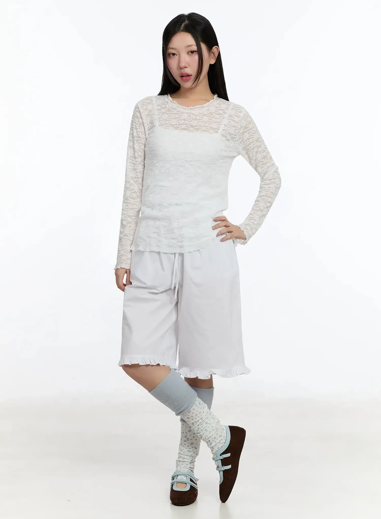 Sheer Lace Long Sleeve Top IM509 - Image 11
