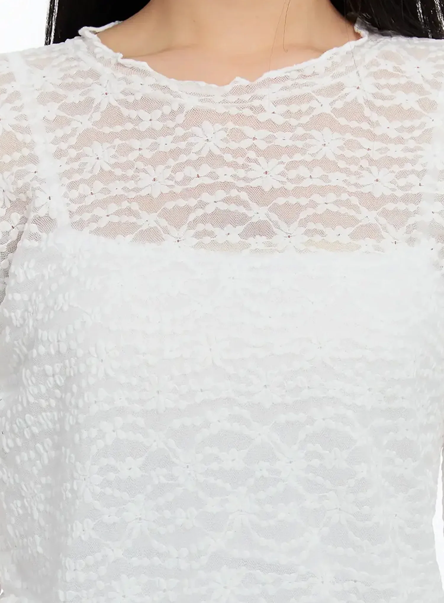 Sheer Lace Long Sleeve Top IM509 - Image 6